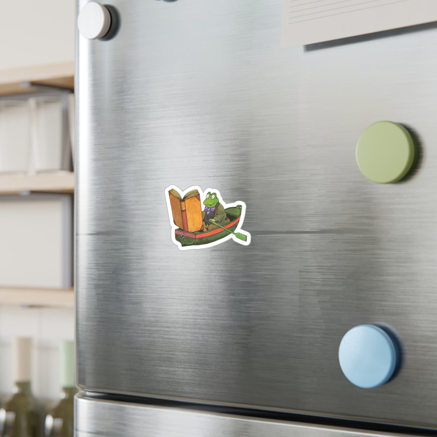 Vintage Frog Reading Sticker - High-Quality Kiss-Cut Vinyl Decal - Water, Scratch, UV Resistant - Unique Satin Finish Art
