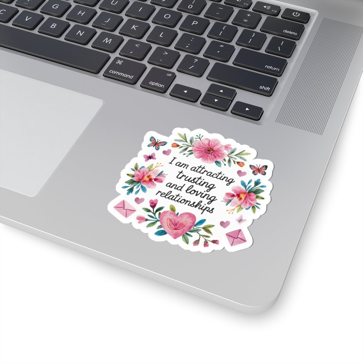 Love Affirmation Sticker, Attracting Trusting and Loving Relationships, Romantic Manifestation with Hearts and Flowers, Love Magnet Gift
