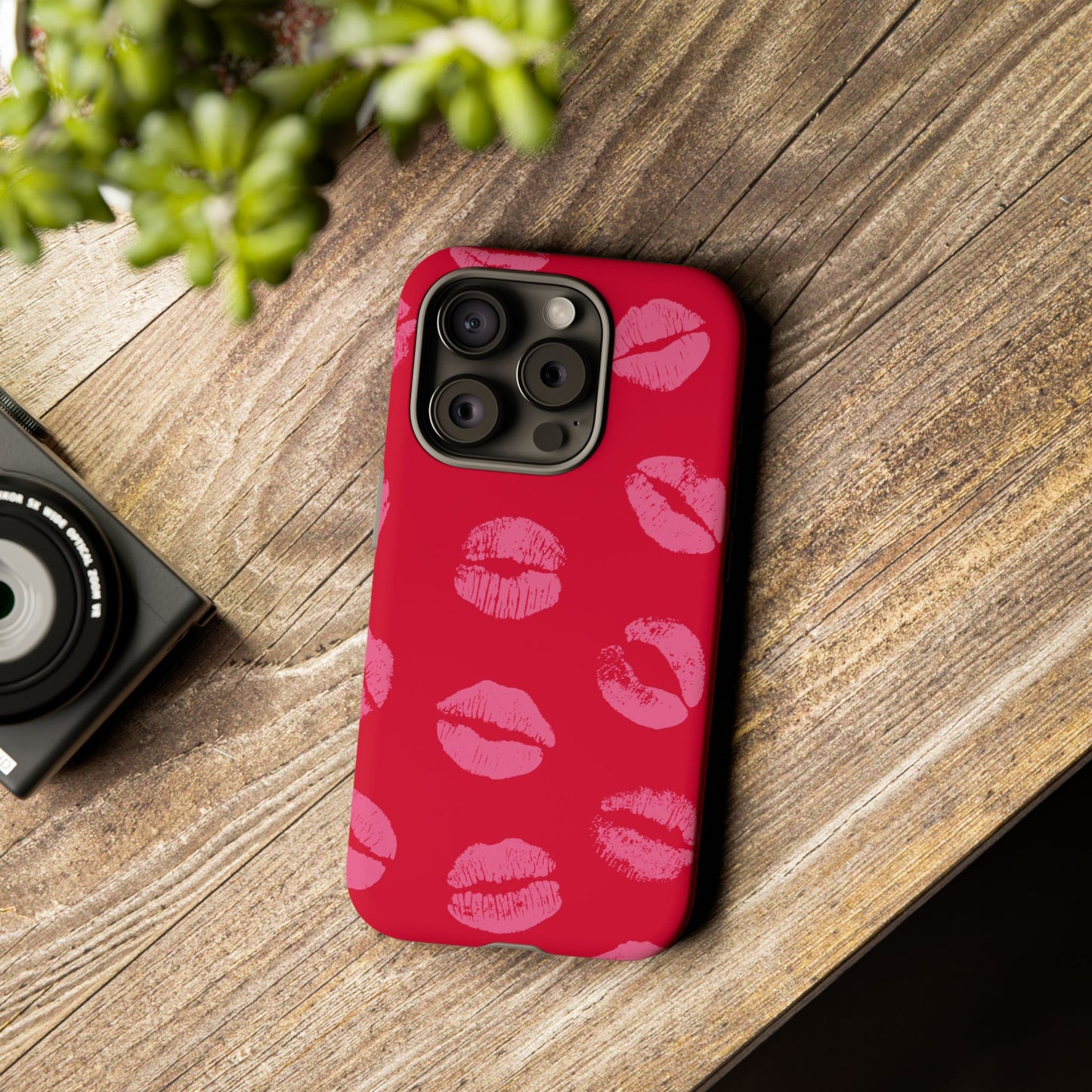 Lipstick Kisses Phone Case, Chic Tough Case for iPhone, Pixel, Galaxy, Stylish Gift for Girlfriend
