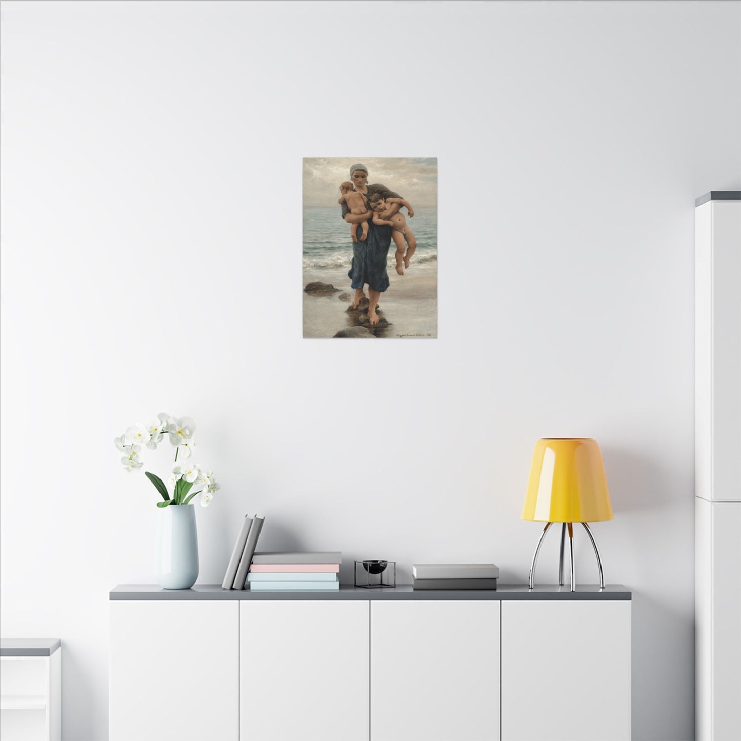 Virginie Demont Breton Canvas Panel Print, Fishermans Wife Bathing her Children, Eco Friendly Wall Art, Perfect Mothers Day Gift