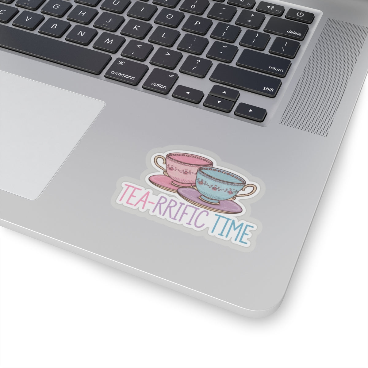 Tea Cups Kiss Cut Stickers, Tea-rrific Time Vinyl Sticker, Cute Pretty Tea Cups Decal, Pink Purple Blue Colors, Tea Lover Gift, Laptop