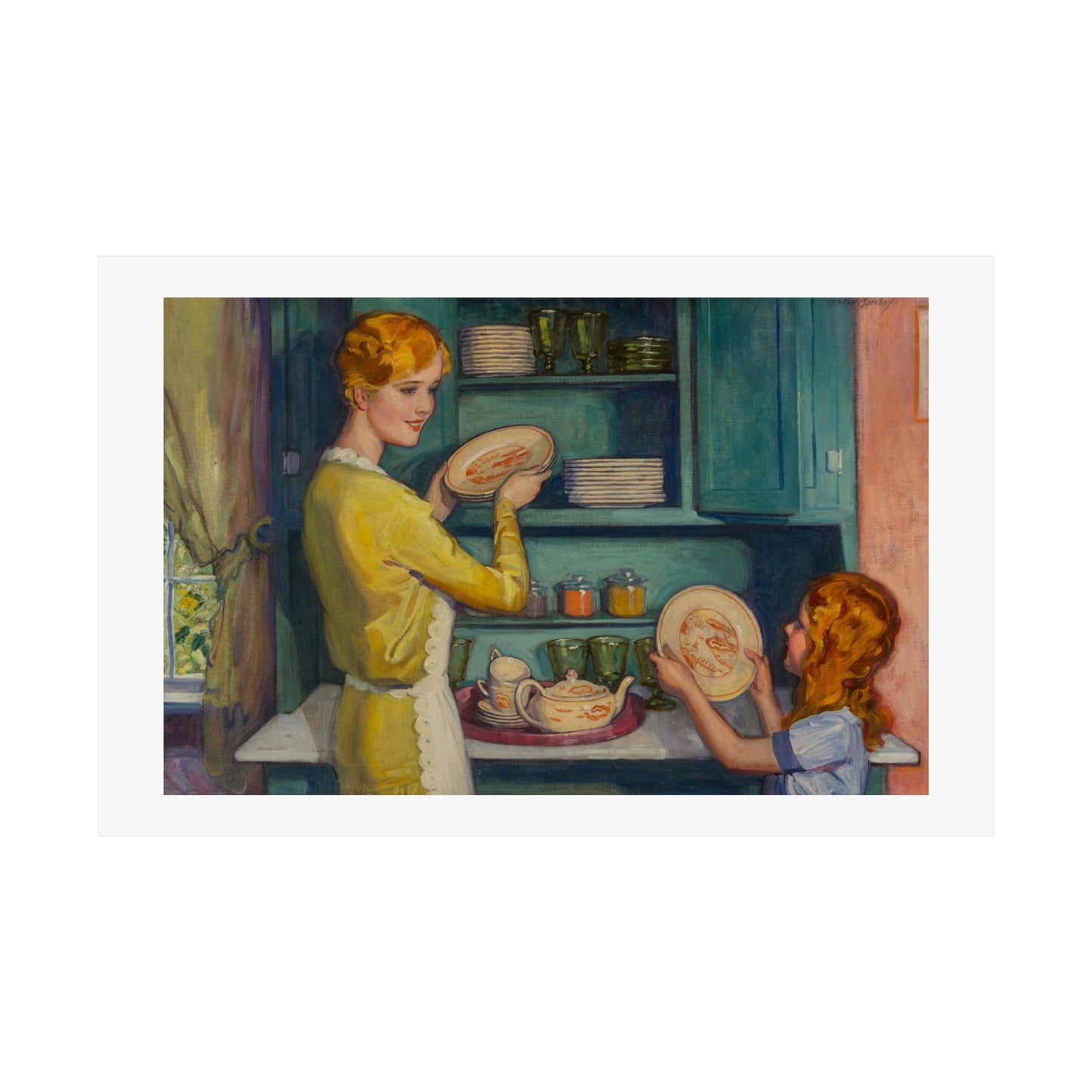 McClelland Barclay Helping Mother Art Print, Heartfelt Mother Daughter Connection, Perfect Mothers Day Gift
