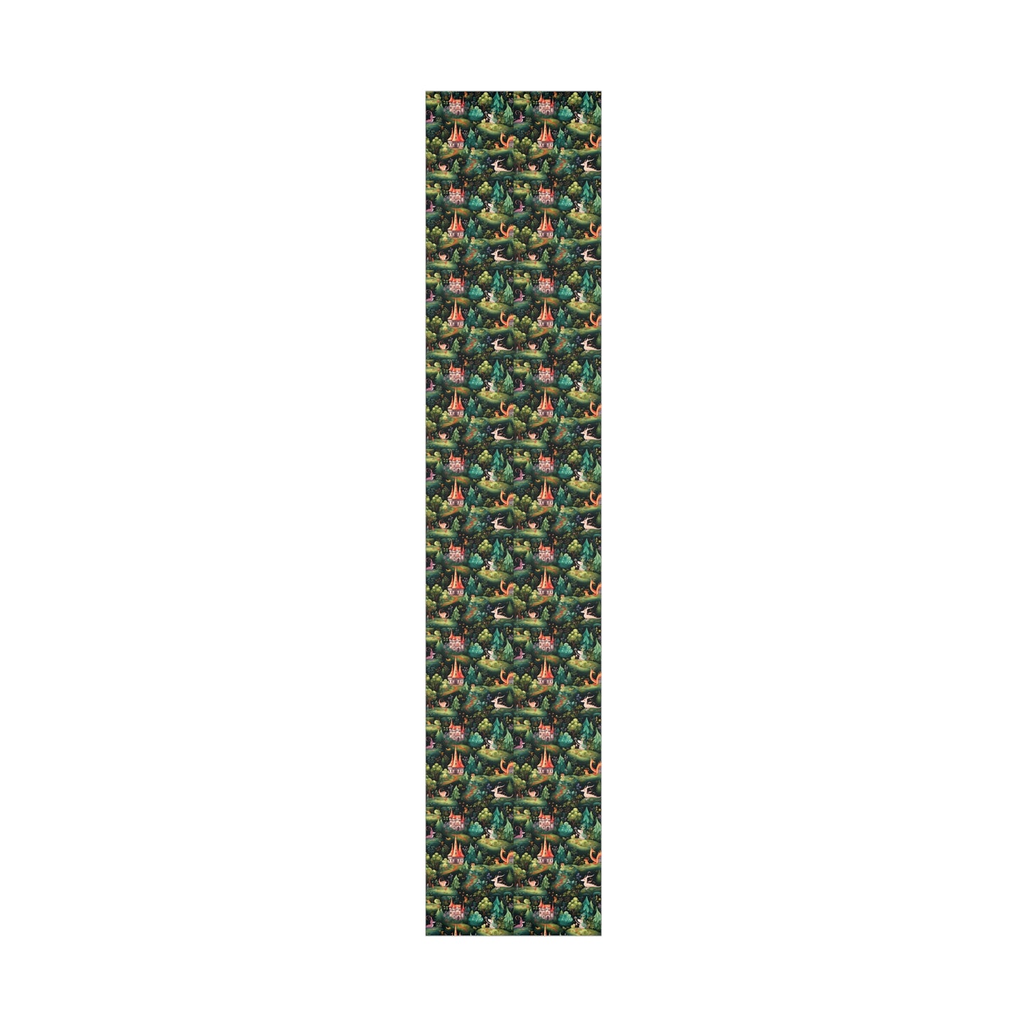 Gift Wrapping Paper illustrating Enchanted Forest and Whimsical Monsters - Magical Castle-Themed Gift Wrap Paper for All Occasions