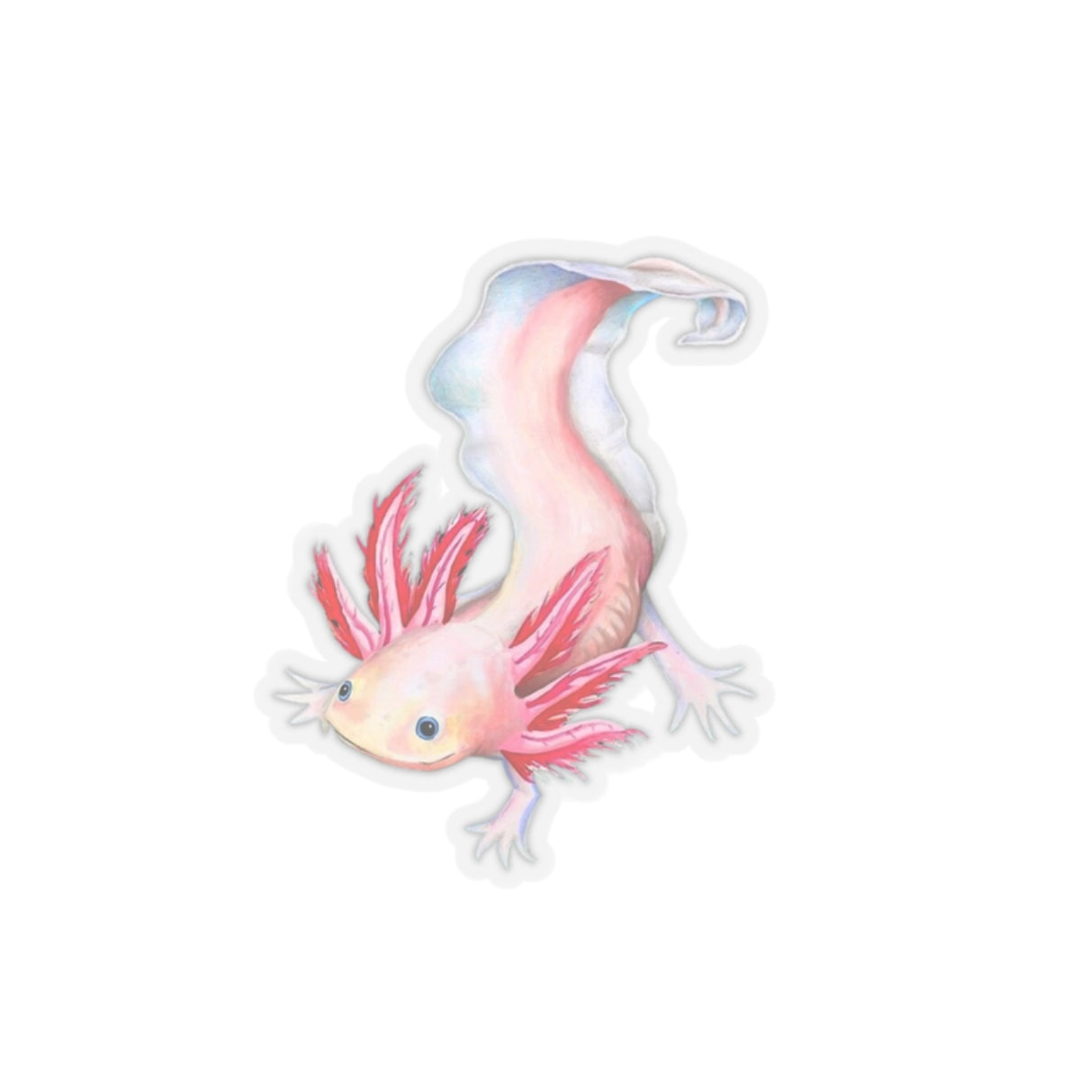 Axolotl Sticker, Laptop Decal, Water Bottle Sticker, Hand Drawn Design, Cute Beautiful Gift, Vinyl Sticker, Eco Friendly