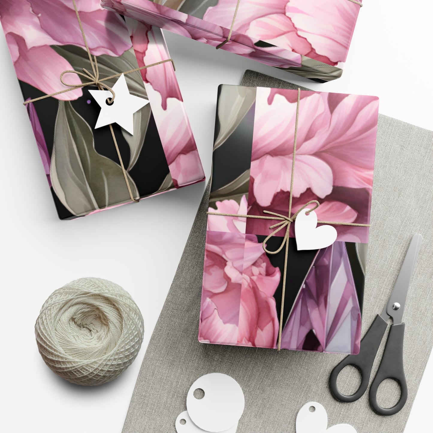 Pink Peonies and Crystal Dreams Gift Wrapping Paper - Luxurious and Elegant Floral Wrap