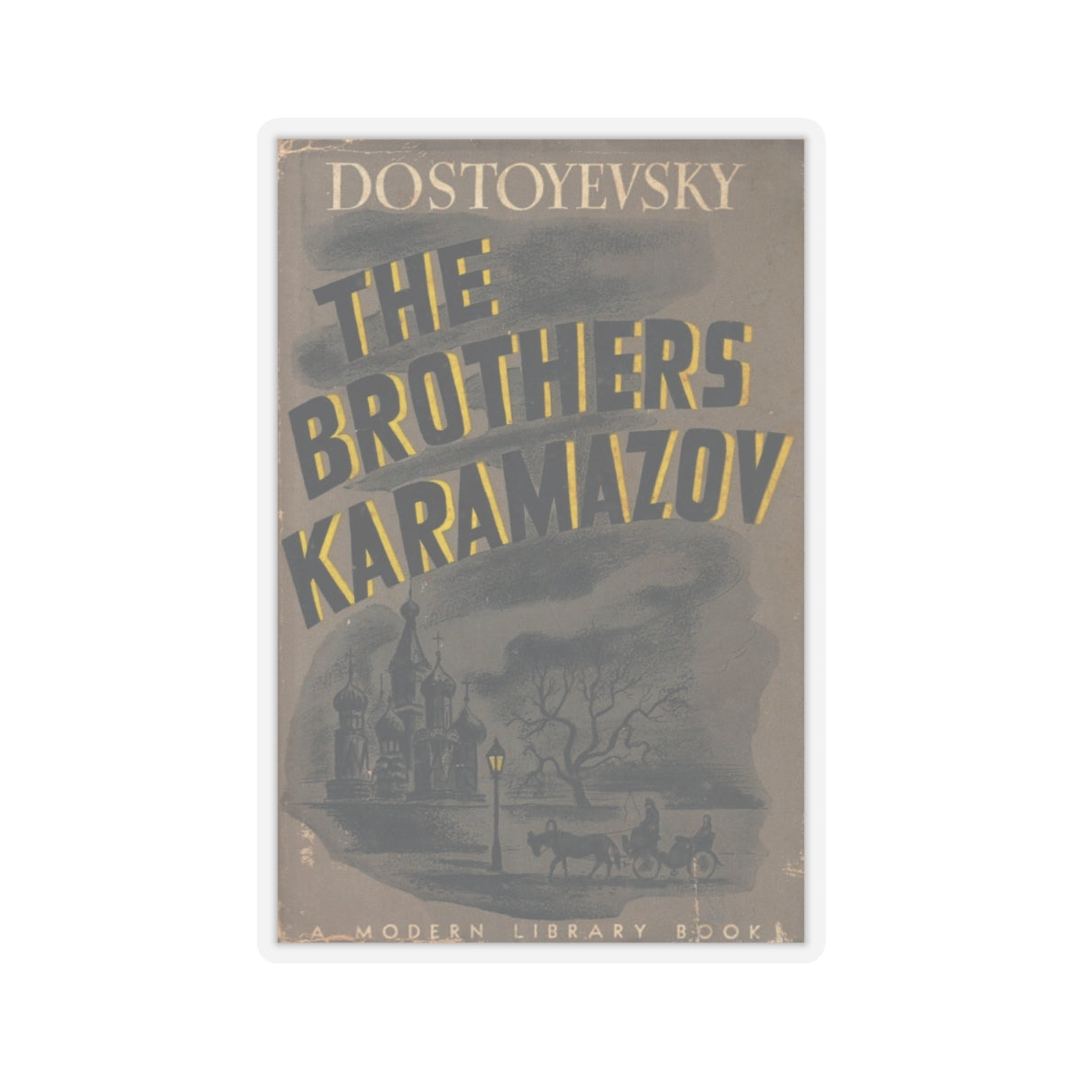 Vintage The Brothers Karamazov Book Cover Decal Sticker, Literary Gift for Literature Lovers, Sticker for Laptop and Water Bottle