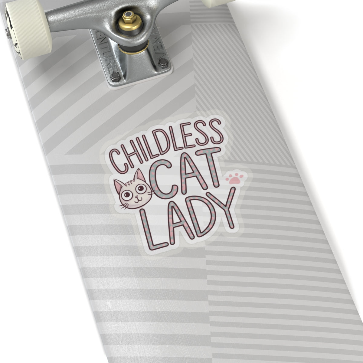 Sticker, Childless Cat Lady, Cute Kitten Face on Pink, Cheeky Chic Girl Power Decal, Laptop and Water Bottle Decor, Best Gift for Friends