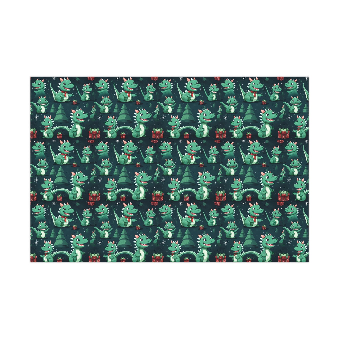 Green Dragon Gift Wrapping Paper - Eco-Friendly - Cute Sustainable and Premium Quality - Christmas, New Year or other special occasion