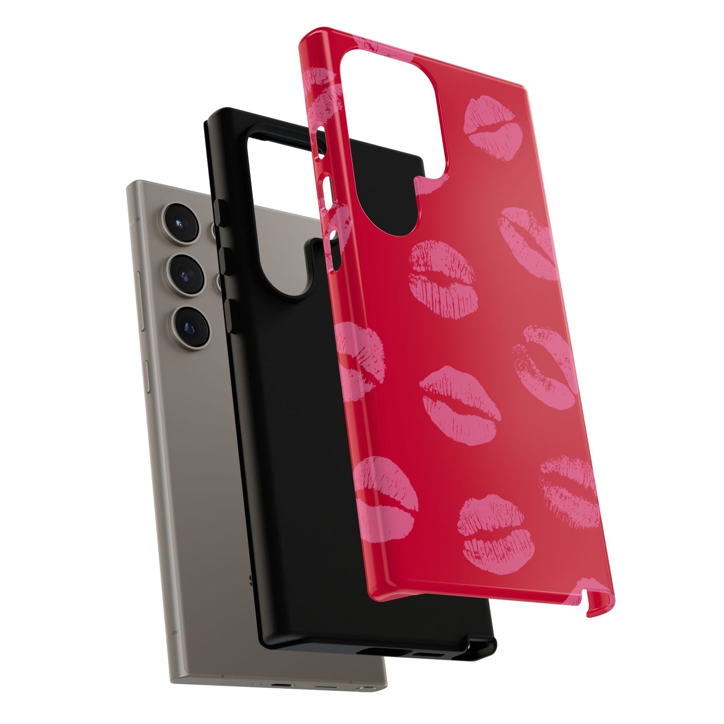 Lipstick Kisses Phone Case, Chic Tough Case for iPhone, Pixel, Galaxy, Stylish Gift for Girlfriend