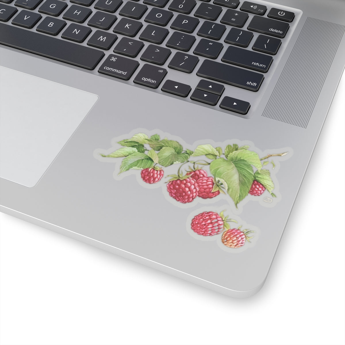 Natural Raspberry Kiss-Cut Sticker - Realistic Berry Design with Leaves, Perfect for Laptops, Journals, and Craft Projects