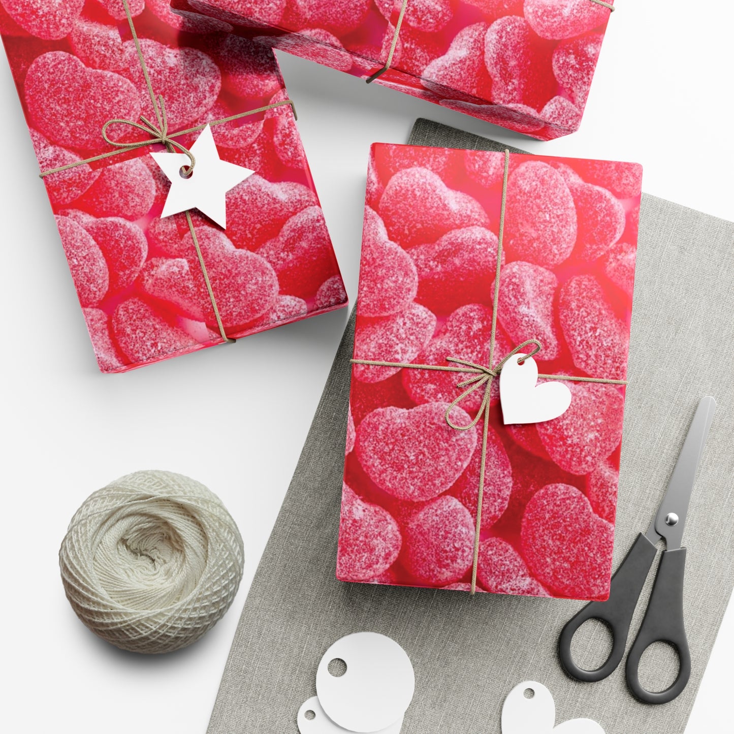 Pink Heart Gummy Candies Gift Wrapping Paper - Perfect Wrap for Valentine's Day, Birthdays and More - Gift for Loved Ones