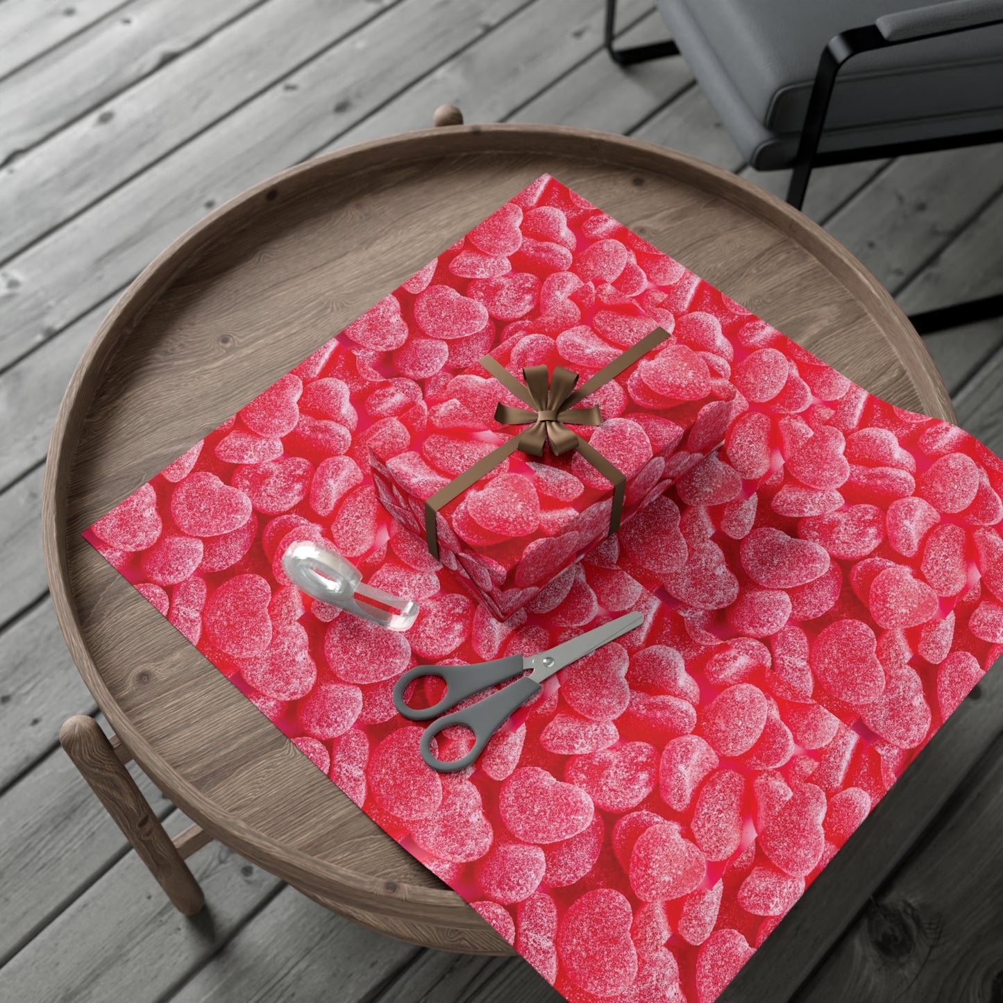 Pink Heart Gummy Candies Gift Wrapping Paper - Perfect Wrap for Valentine's Day, Birthdays and More - Gift for Loved Ones