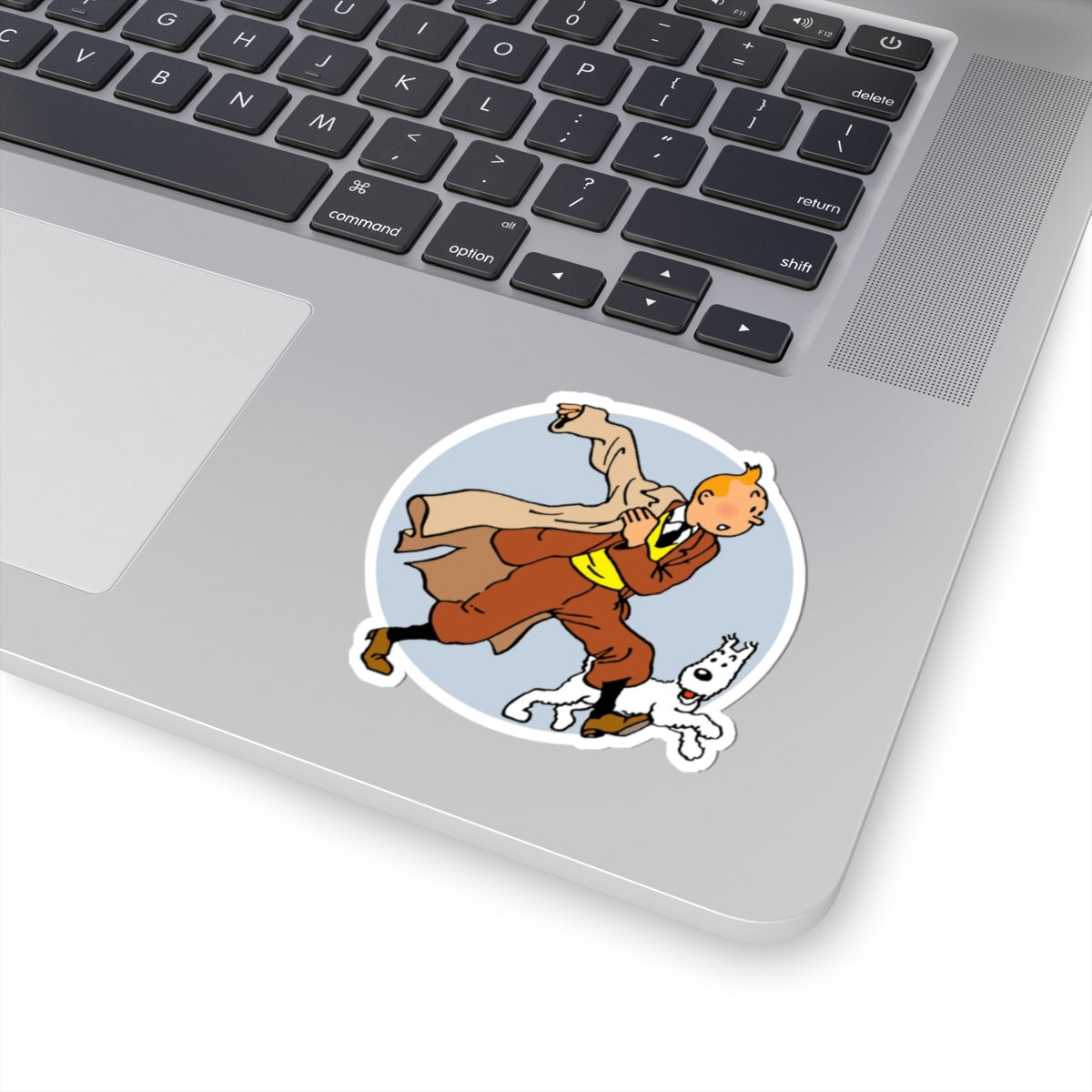Adventures of Tintin Sticker, Retro Nostalgic Vibe, Fans of Classic TV Series, Action Manga, Tintin and Snowy Dog Design