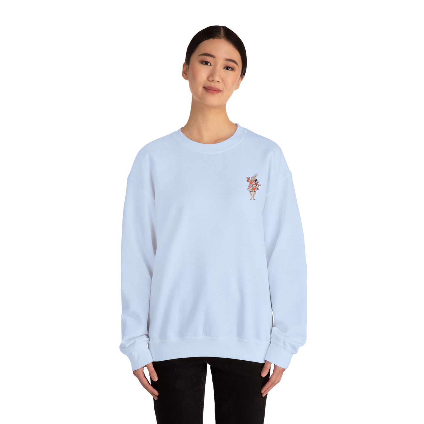 Alice in Wonderland White Rabbit Sweatshirt - Vintage Illustration - Unisex Literary Crewneck - Light Sky Blue or White Colours