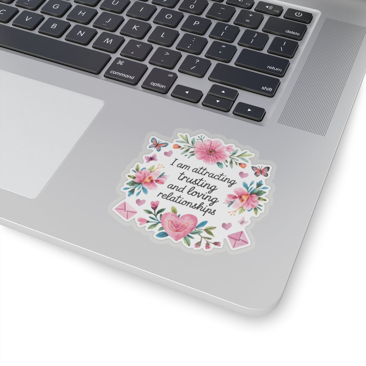 Love Affirmation Sticker, Attracting Trusting and Loving Relationships, Romantic Manifestation with Hearts and Flowers, Love Magnet Gift