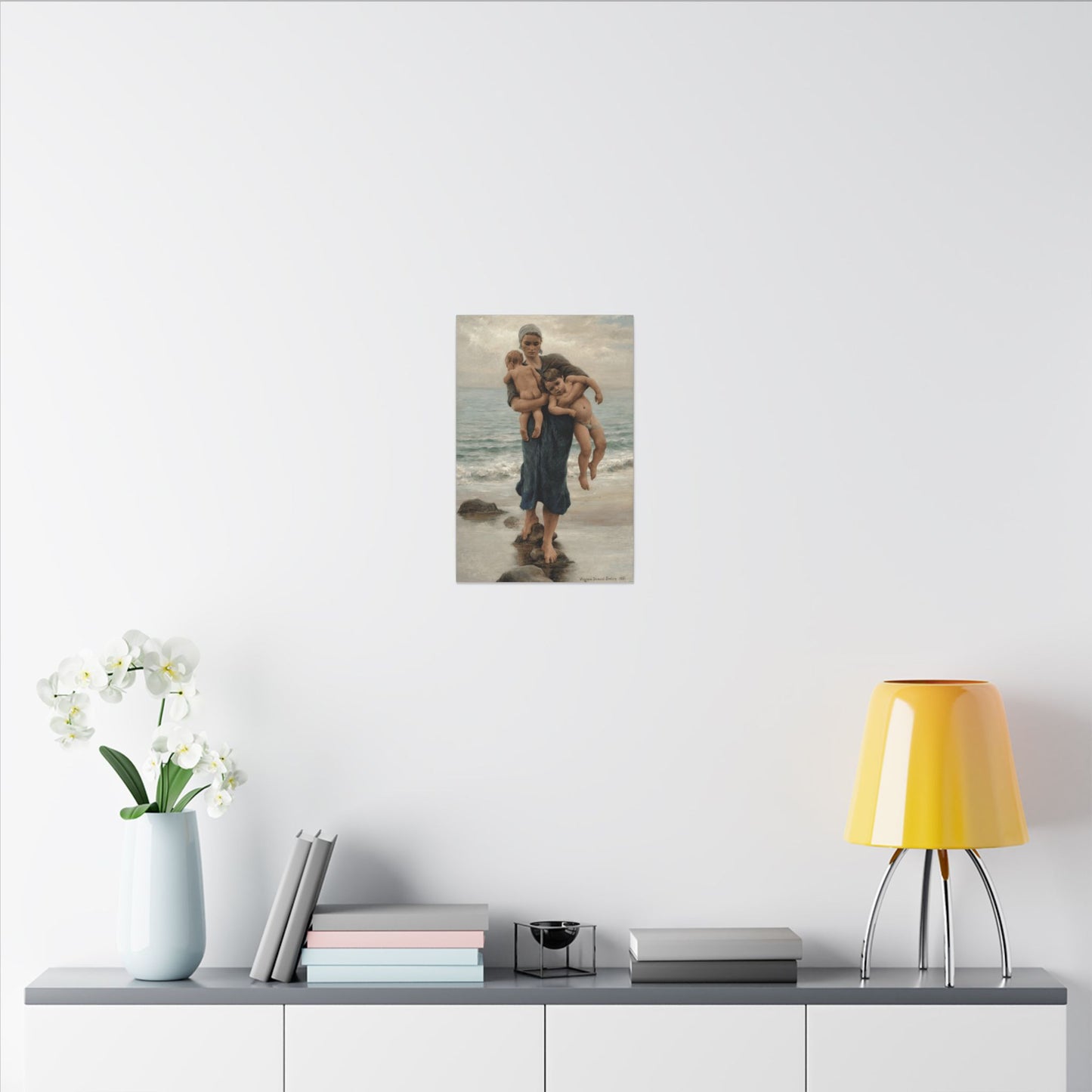 Virginie Demont Breton Canvas Panel Print, Fishermans Wife Bathing her Children, Eco Friendly Wall Art, Perfect Mothers Day Gift