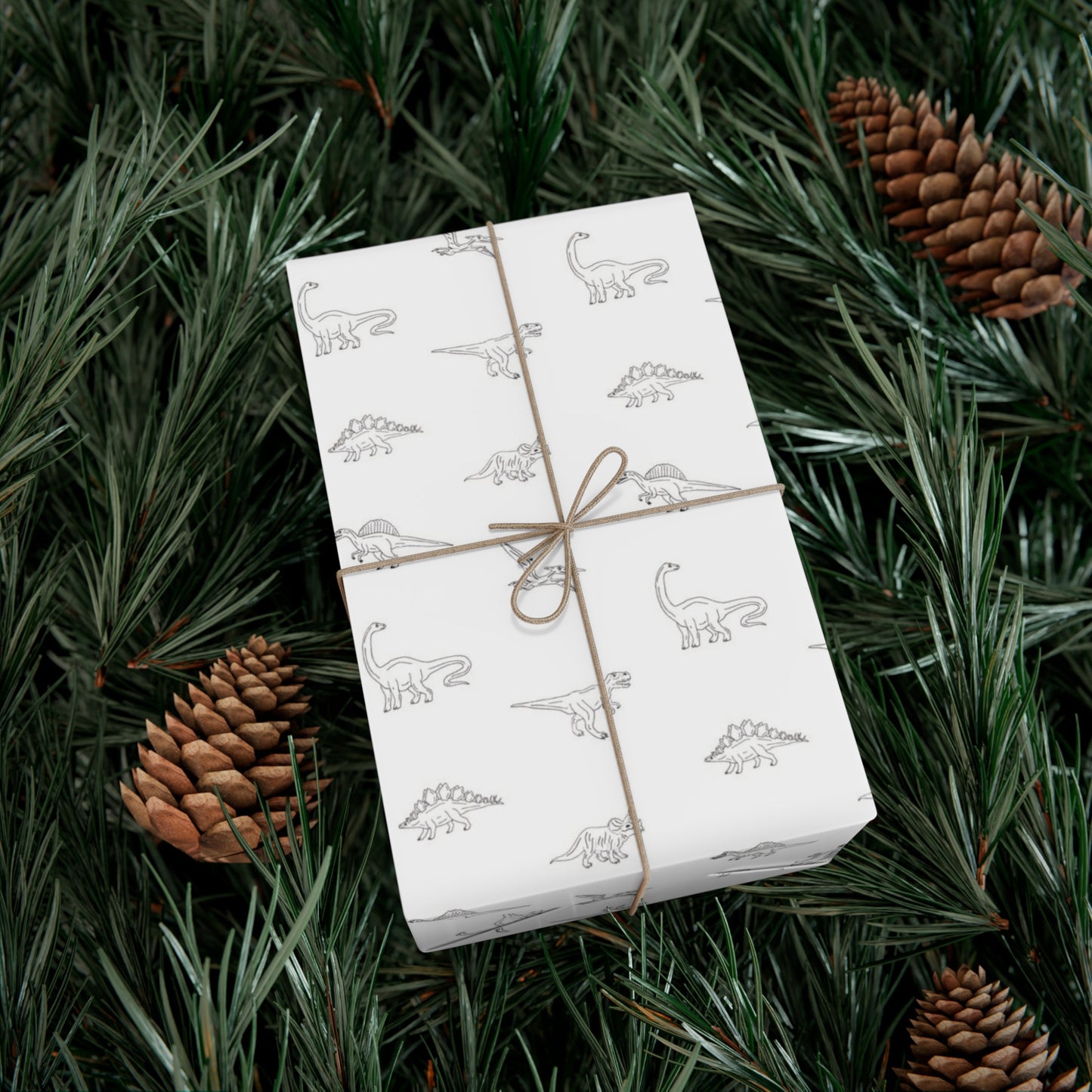Dinosaur Themed Gift Wrap - Minimalist White Design - Versatile Wrapping Paper for Birthdays, Newborns and More