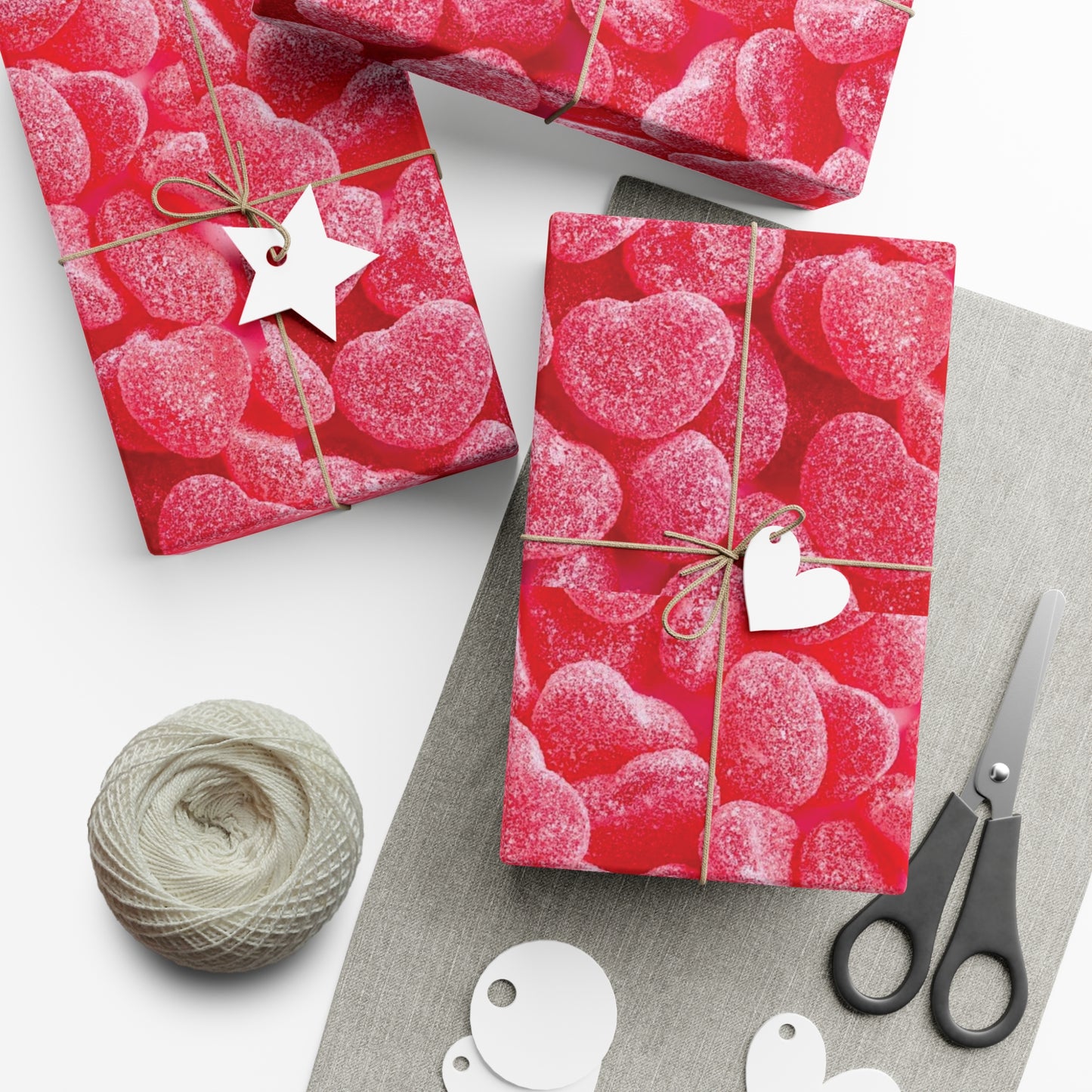 Pink Heart Gummy Candies Gift Wrapping Paper - Perfect Wrap for Valentine's Day, Birthdays and More - Gift for Loved Ones