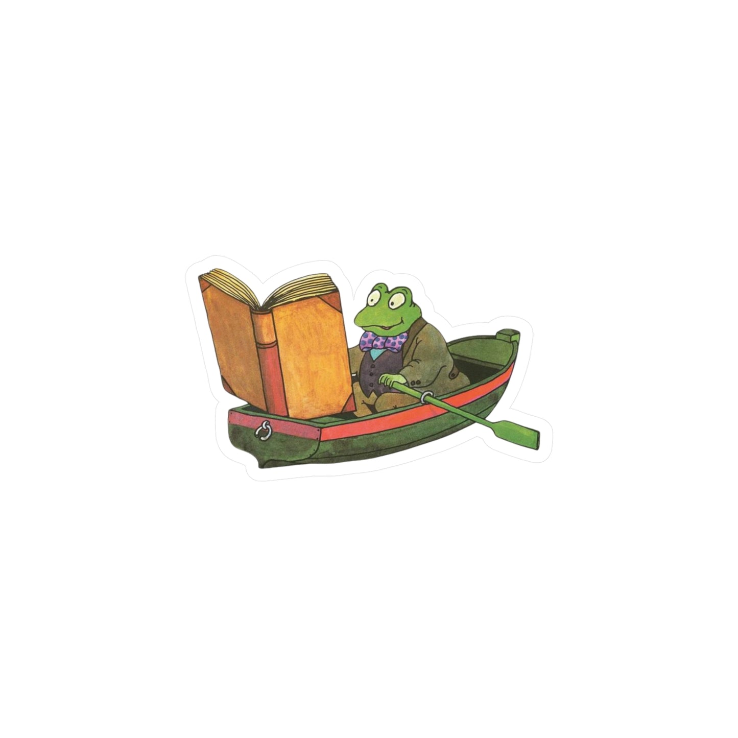 Vintage Frog Reading Sticker - High-Quality Kiss-Cut Vinyl Decal - Water, Scratch, UV Resistant - Unique Satin Finish Art
