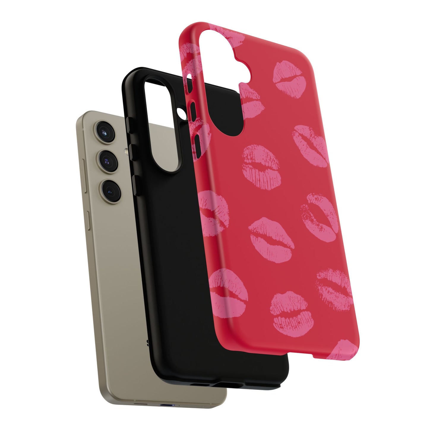 Lipstick Kisses Phone Case, Chic Tough Case for iPhone, Pixel, Galaxy, Stylish Gift for Girlfriend