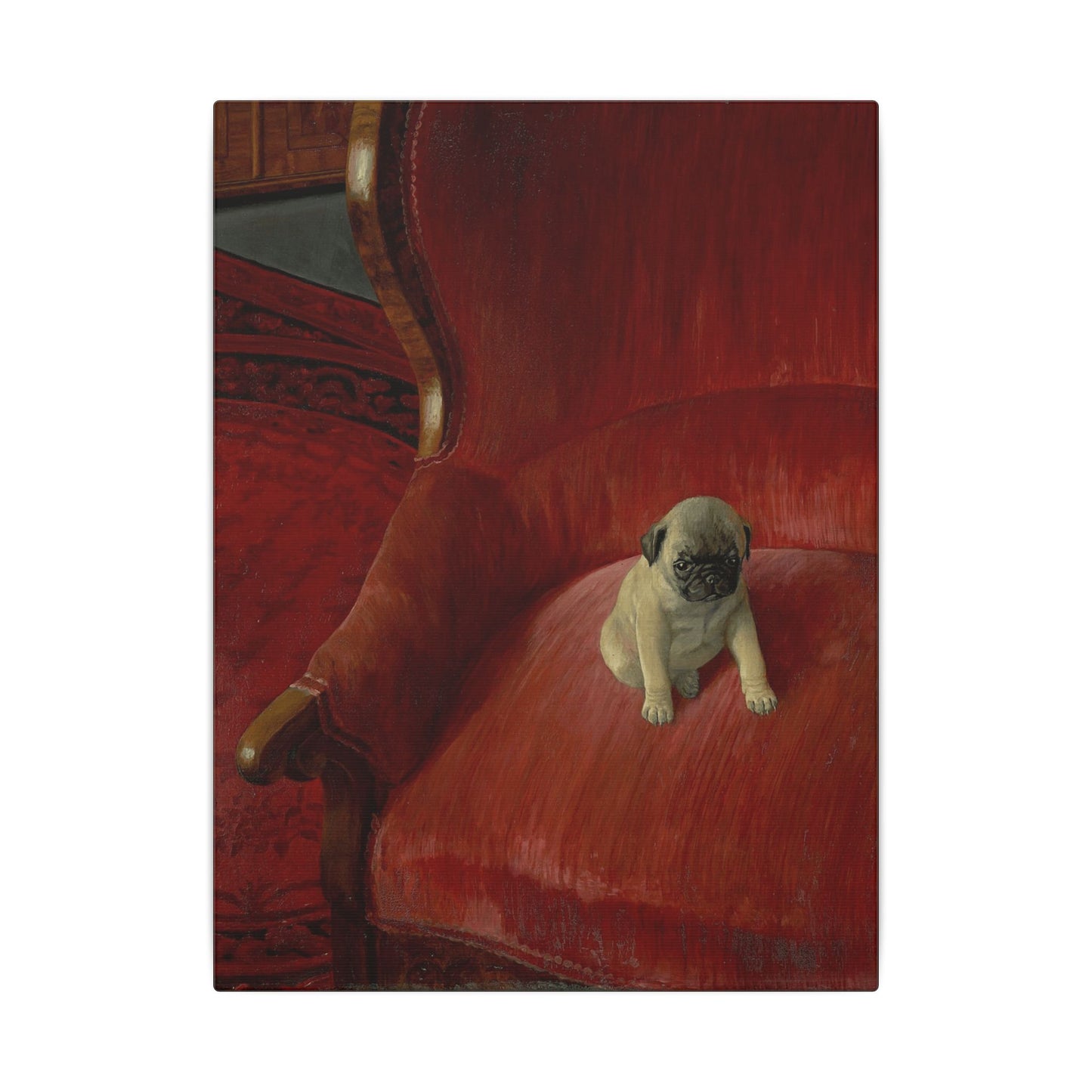 Thomas Heine Siegfried Canvas Print, French Bulldog on Red Chair, Jugendstil Inspired Canvas Art, Perfect Gift for Dog Lovers