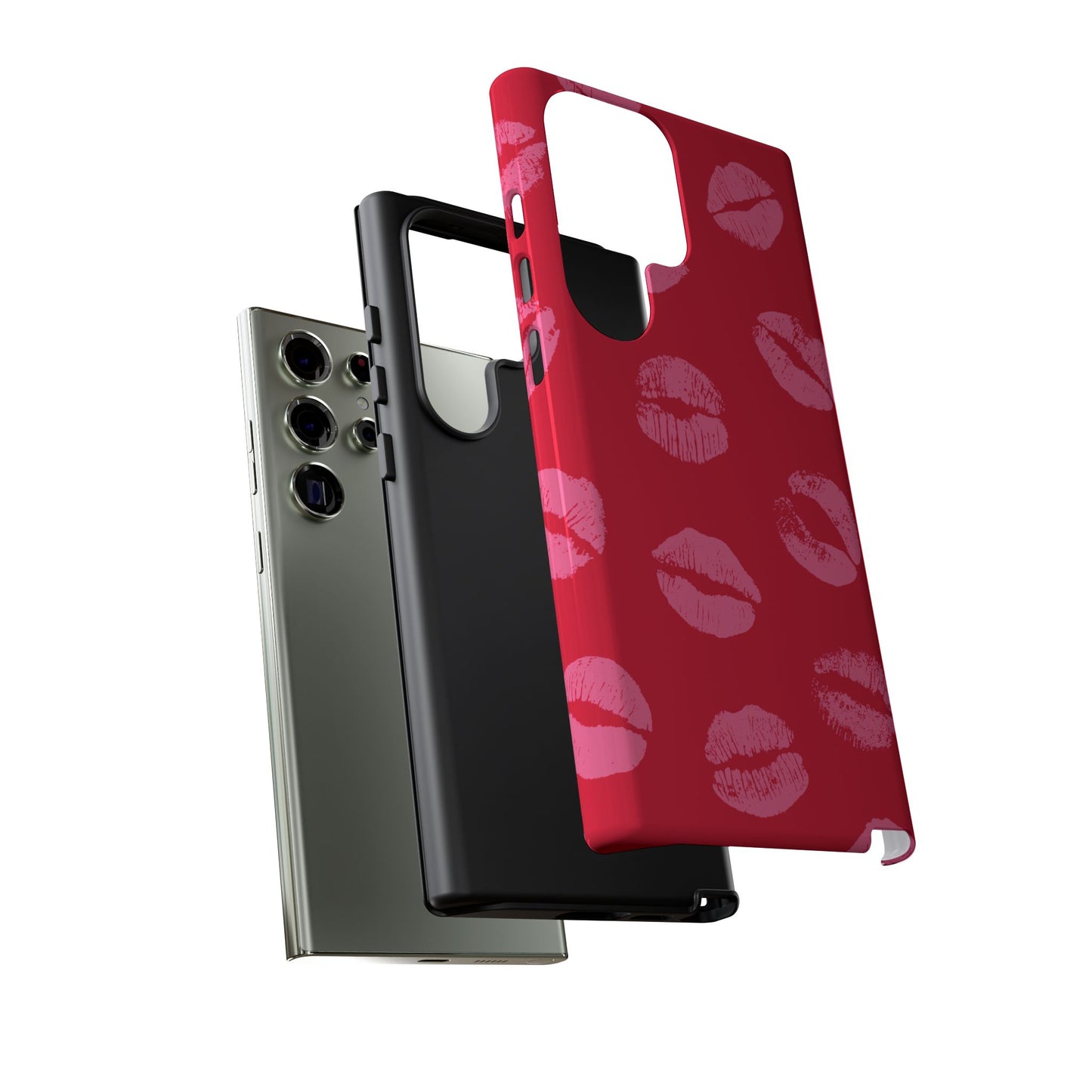Lipstick Kisses Phone Case, Chic Tough Case for iPhone, Pixel, Galaxy, Stylish Gift for Girlfriend