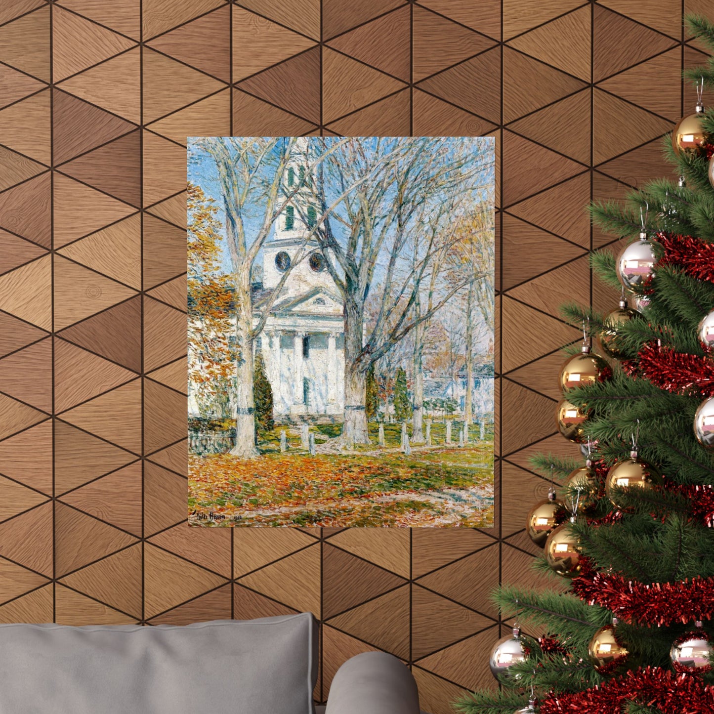 Church at Old Lyme by Childe Hassam, Impressionist Cityscape Art Print, Classic American Artwork Poster