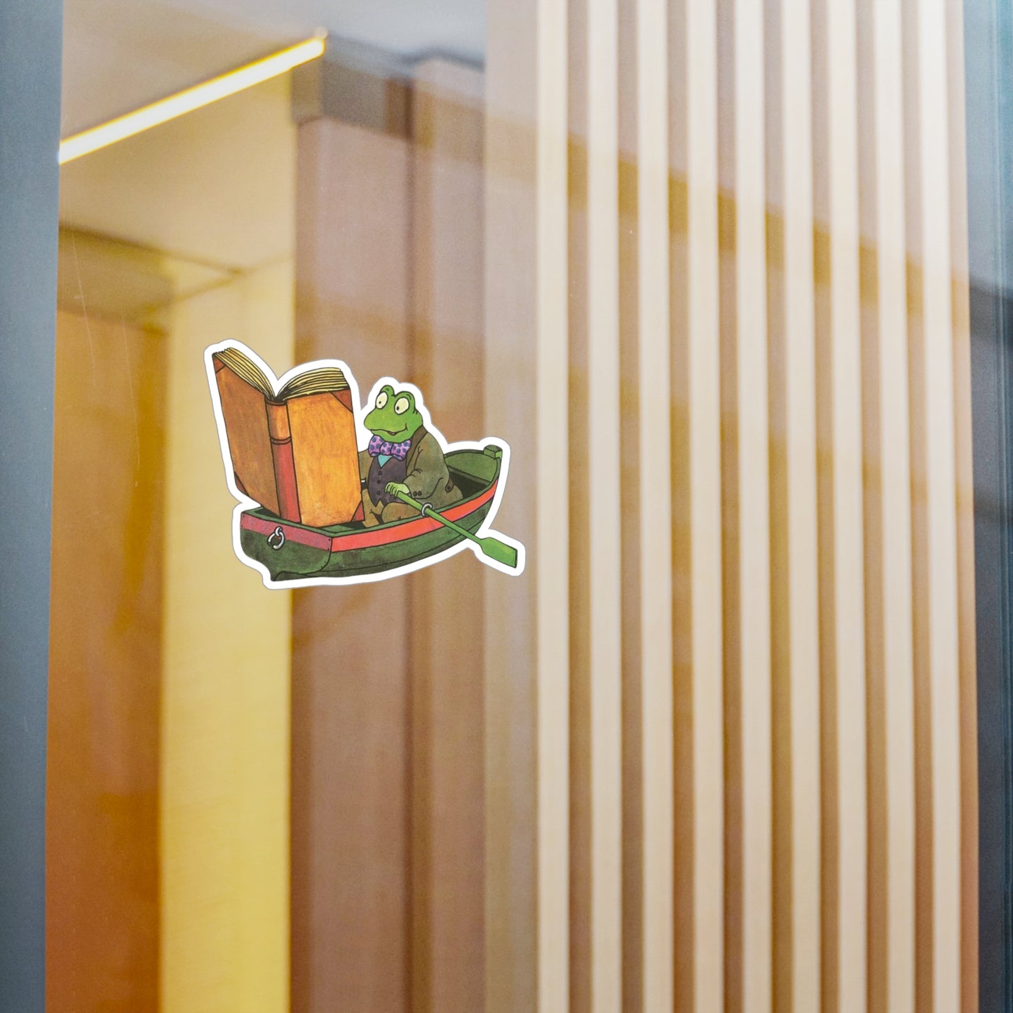 Vintage Frog Reading Sticker - High-Quality Kiss-Cut Vinyl Decal - Water, Scratch, UV Resistant - Unique Satin Finish Art