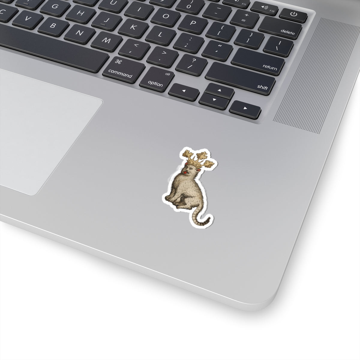 Medieval Cat Sticker, Crowned Cat with Tongue Out, Mystical Medieval Art Decal, Unique Gift