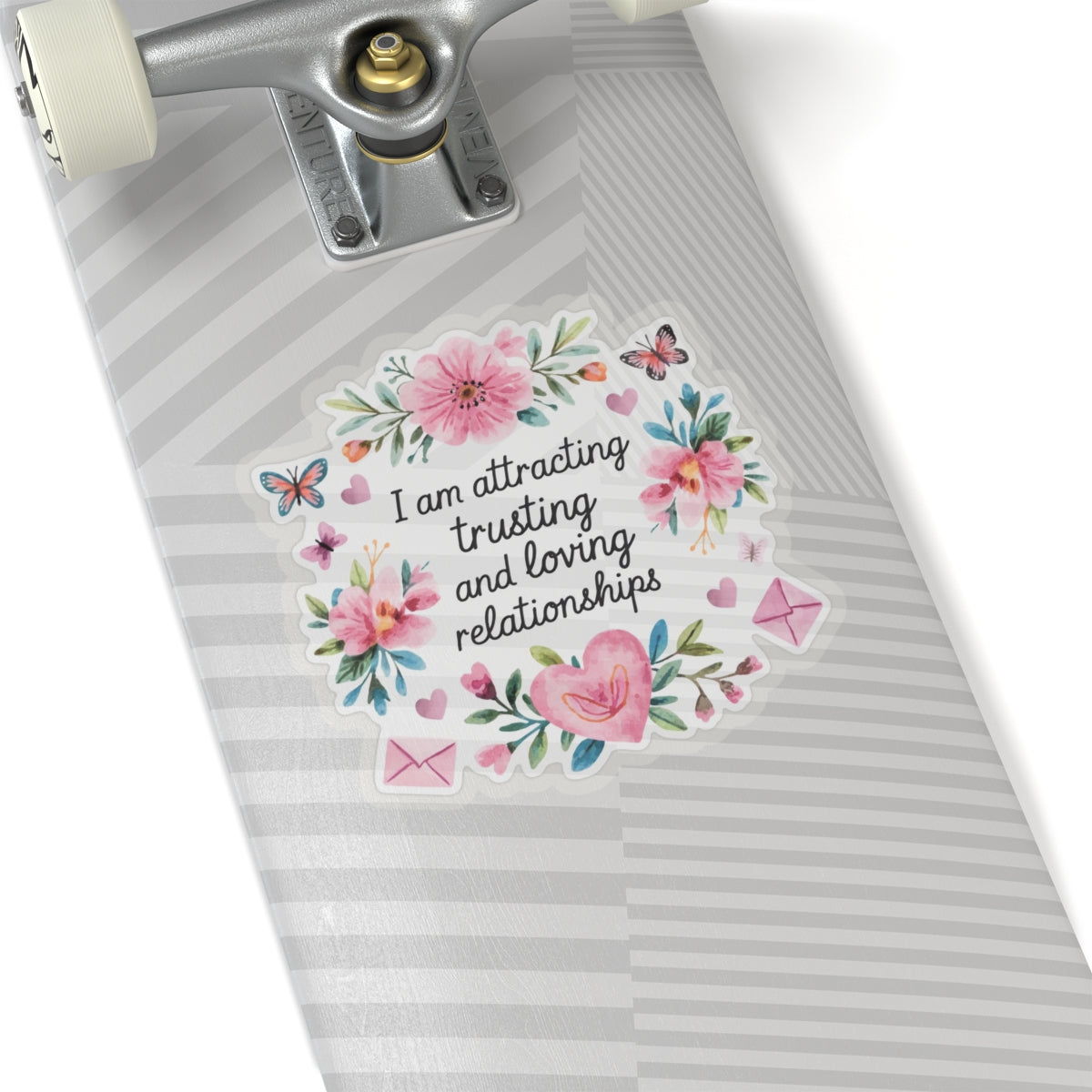 Love Affirmation Sticker, Attracting Trusting and Loving Relationships, Romantic Manifestation with Hearts and Flowers, Love Magnet Gift