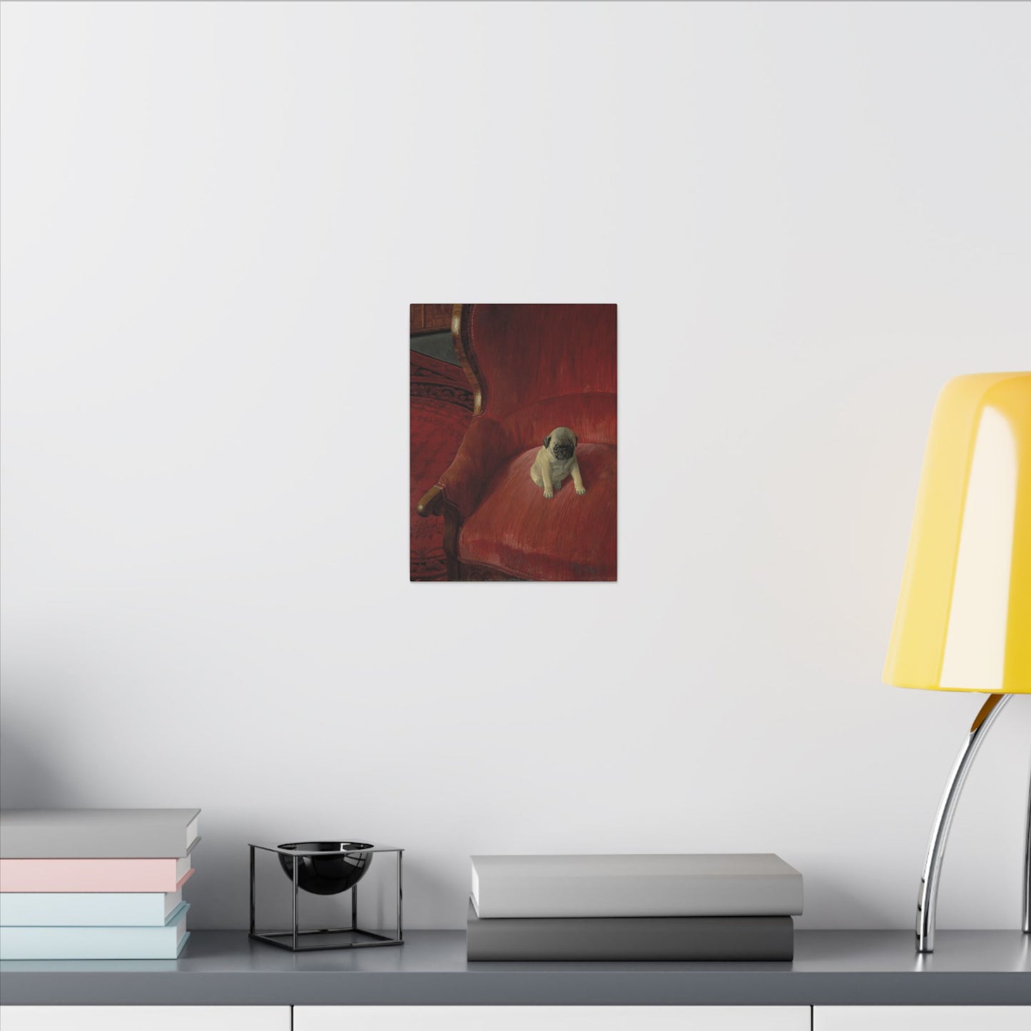 Thomas Heine Siegfried Canvas Print, French Bulldog on Red Chair, Jugendstil Inspired Canvas Art, Perfect Gift for Dog Lovers