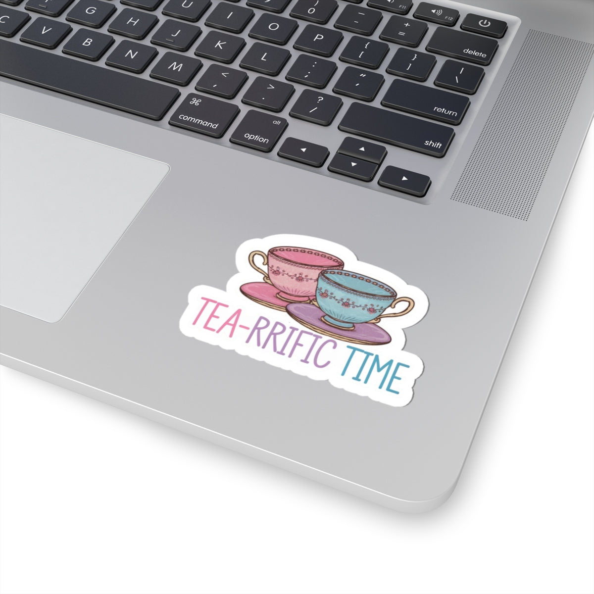 Tea Cups Kiss Cut Stickers, Tea-rrific Time Vinyl Sticker, Cute Pretty Tea Cups Decal, Pink Purple Blue Colors, Tea Lover Gift, Laptop