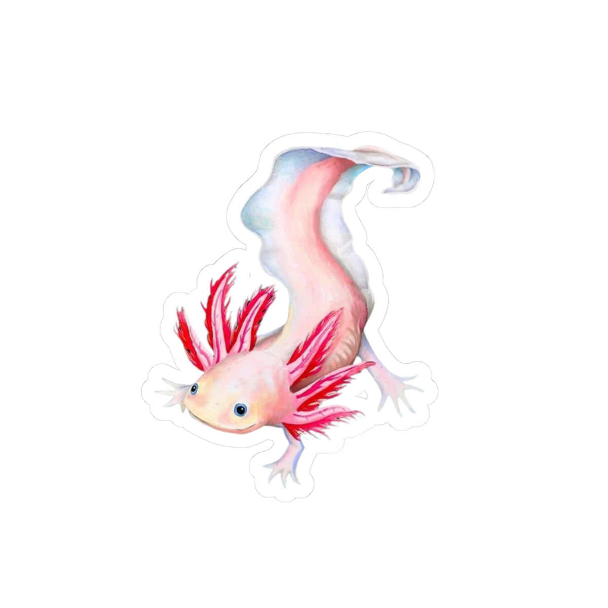 Axolotl Sticker, Laptop Decal, Water Bottle Sticker, Hand Drawn Design, Cute Beautiful Gift, Vinyl Sticker, Eco Friendly