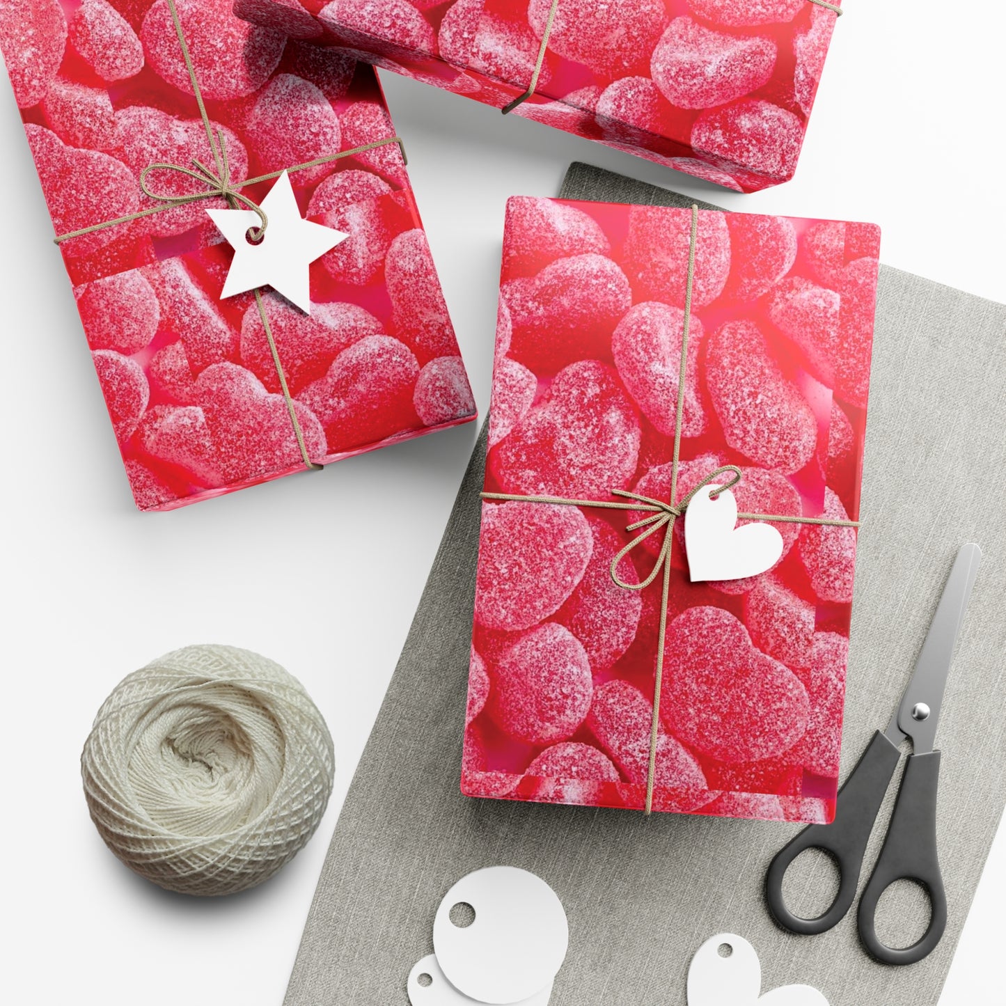 Pink Heart Gummy Candies Gift Wrapping Paper - Perfect Wrap for Valentine's Day, Birthdays and More - Gift for Loved Ones
