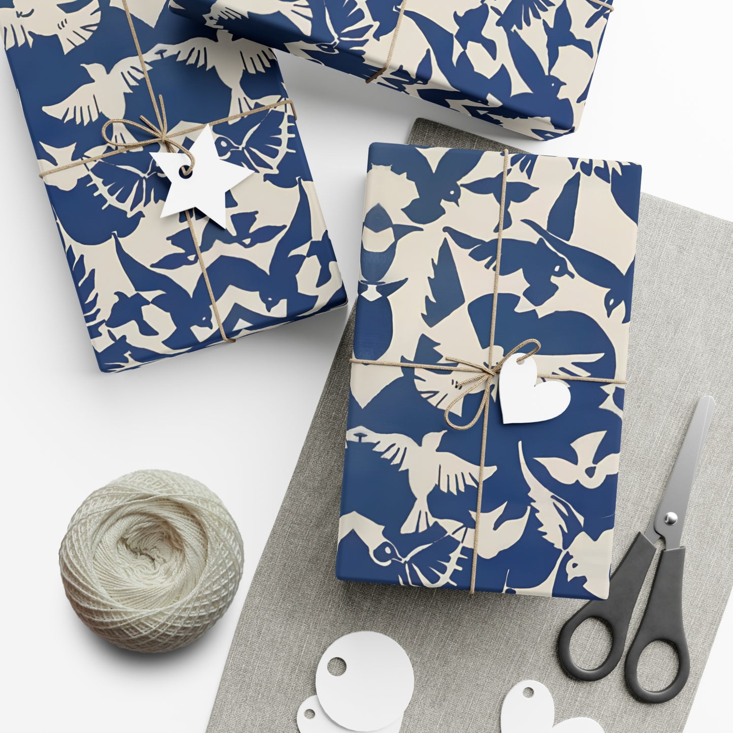 Vintage Pigeon Bird Pattern Gift Wrapping Paper - Elegant Blue and White Design from Rijksmuseum, Classic Gift Wrap - Eco Friendly