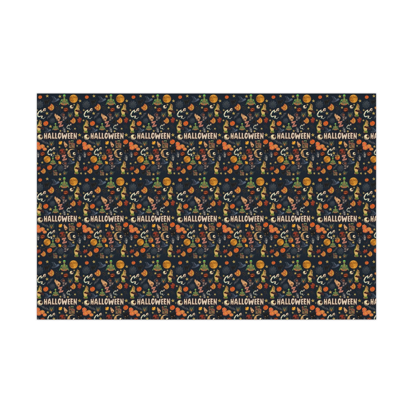 Vintage Halloween Wrapping Paper | Cute Ghosts, Witch Hats, Bats, & More | Perfect Gift Wrap