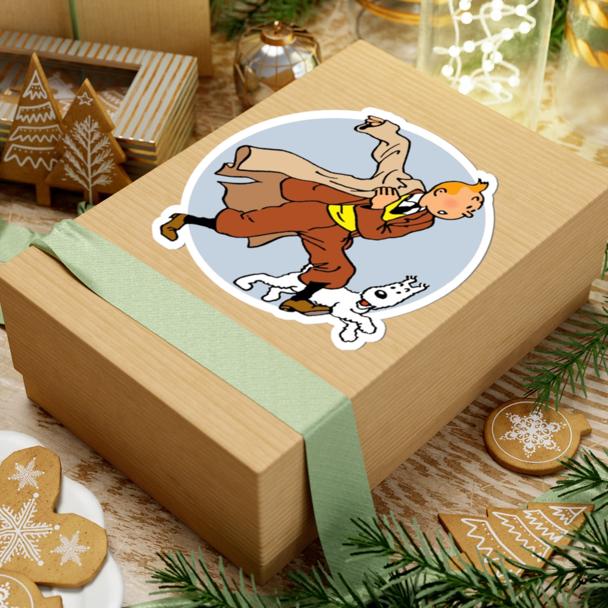 Adventures of Tintin Sticker, Retro Nostalgic Vibe, Fans of Classic TV Series, Action Manga, Tintin and Snowy Dog Design