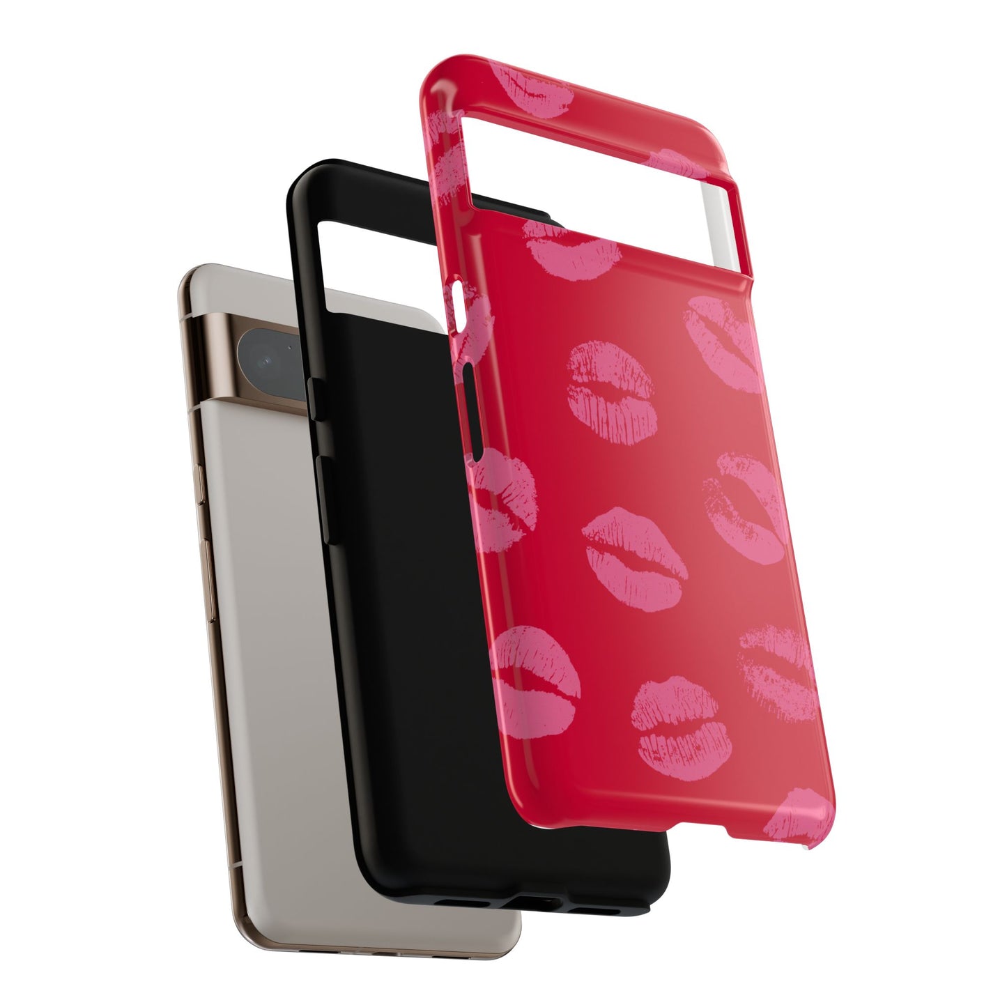 Lipstick Kisses Phone Case, Chic Tough Case for iPhone, Pixel, Galaxy, Stylish Gift for Girlfriend