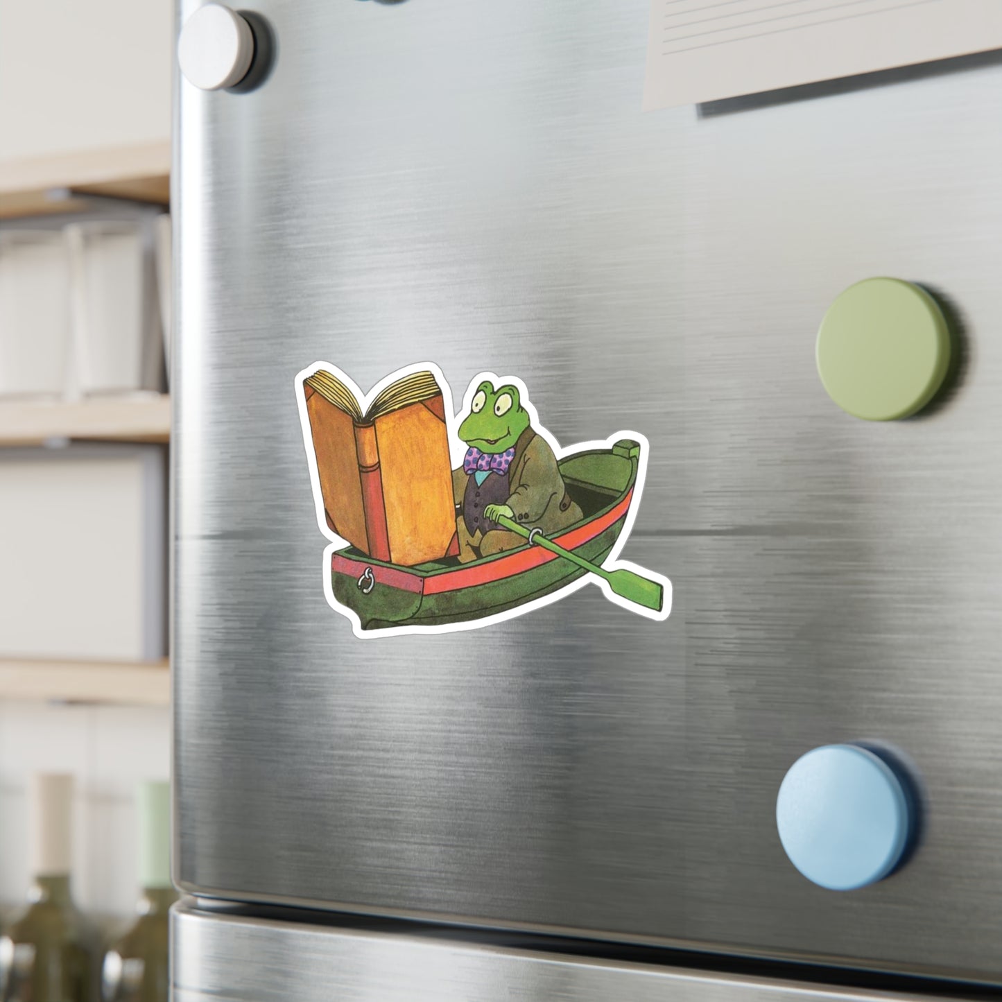 Vintage Frog Reading Sticker - High-Quality Kiss-Cut Vinyl Decal - Water, Scratch, UV Resistant - Unique Satin Finish Art
