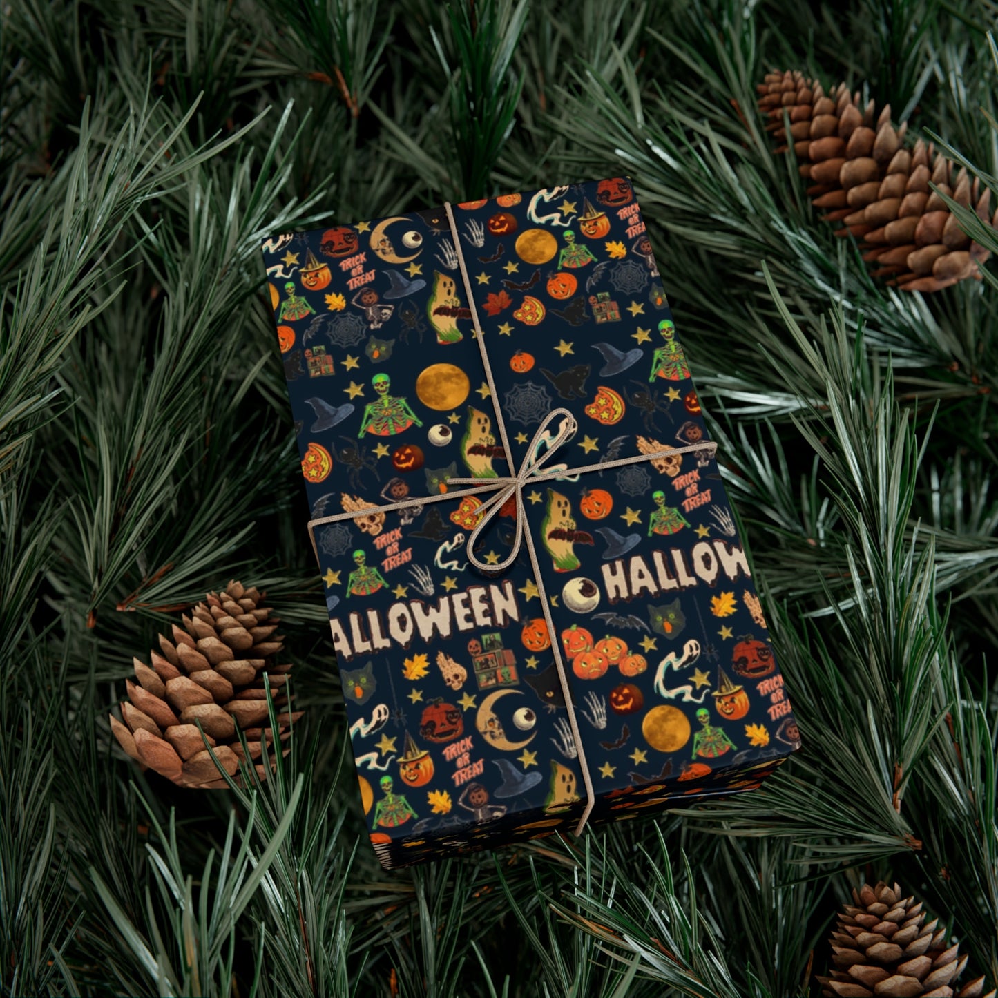 Vintage Halloween Wrapping Paper | Cute Ghosts, Witch Hats, Bats, & More | Perfect Gift Wrap