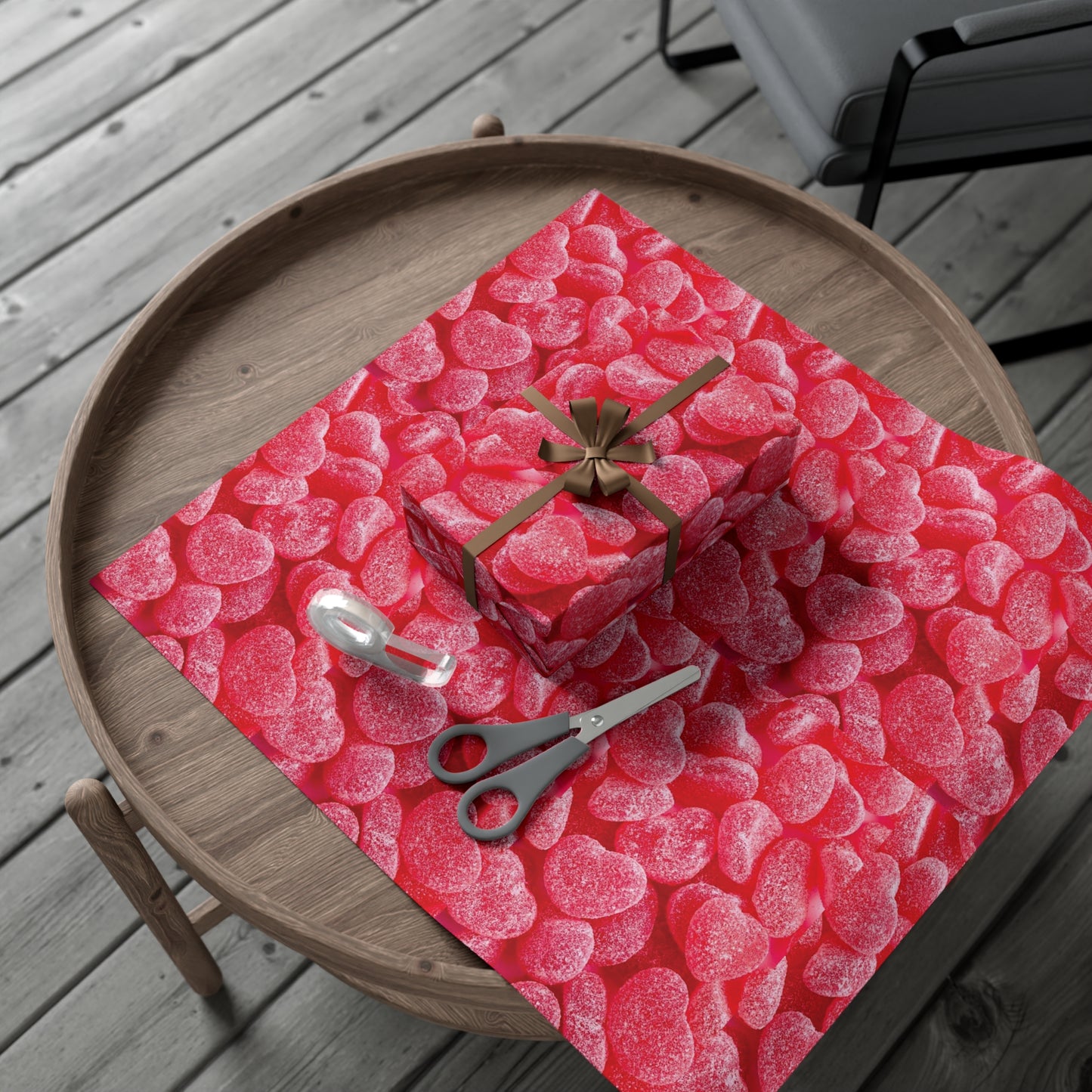 Pink Heart Gummy Candies Gift Wrapping Paper - Perfect Wrap for Valentine's Day, Birthdays and More - Gift for Loved Ones