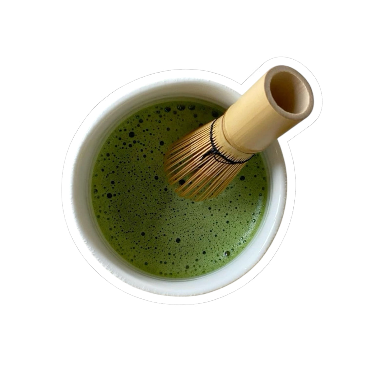 Matcha Whisk Sticker, Realistic Top View Cup Sticker, Green Tea Lover Gift, Sticker for Laptop, Water Bottle Decal, Planner