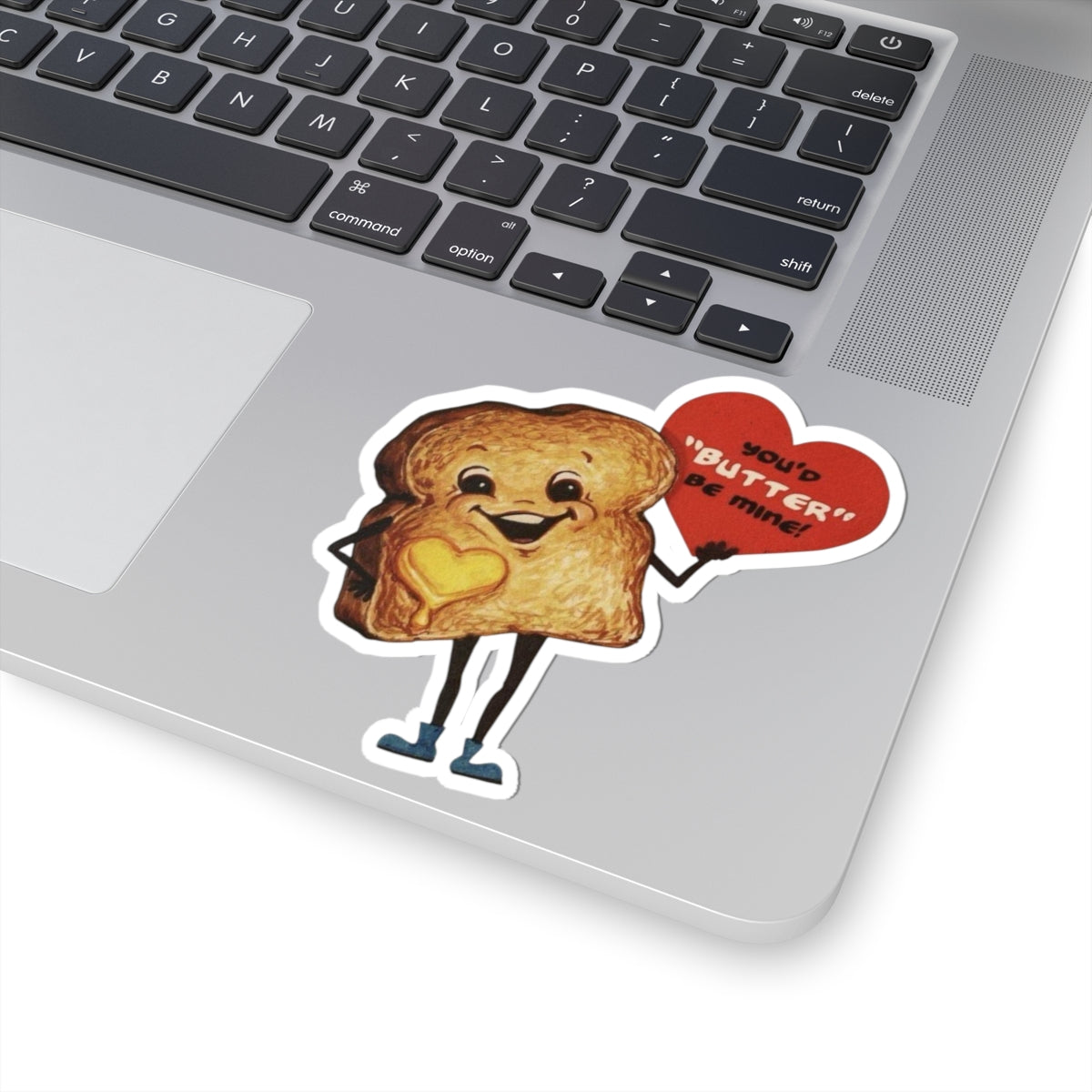Funny Retro Romantic Sticker, Vintage St Valentines Day, Butter Be Mine Decal, Nostalgic Cute Heartfelt Toast Design for Loved Ones