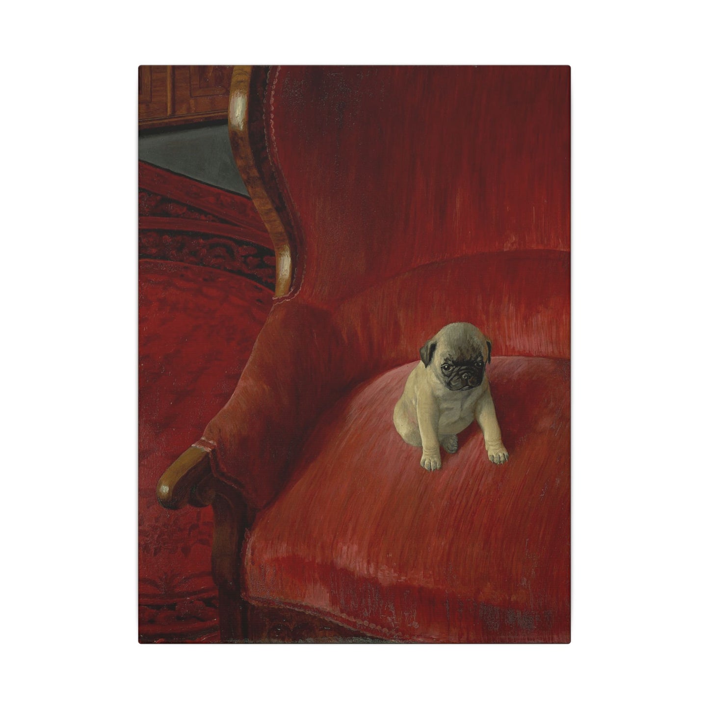 Thomas Heine Siegfried Canvas Print, French Bulldog on Red Chair, Jugendstil Inspired Canvas Art, Perfect Gift for Dog Lovers