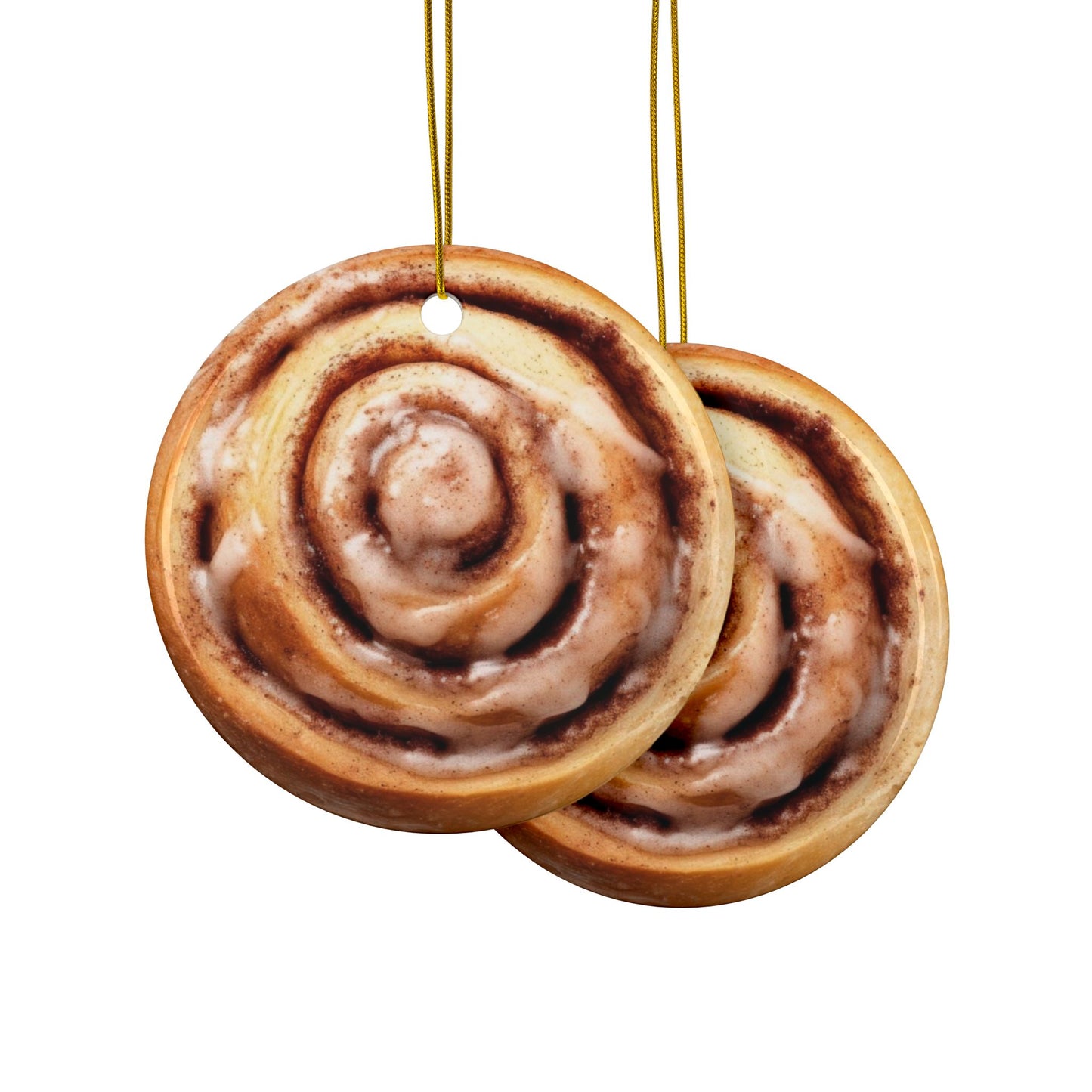 Cinnamon Bun Christmas Ornament, Double Sided Holiday Decor for Foodies & Baking Lovers - Christmas Tree Seasonal Decoration