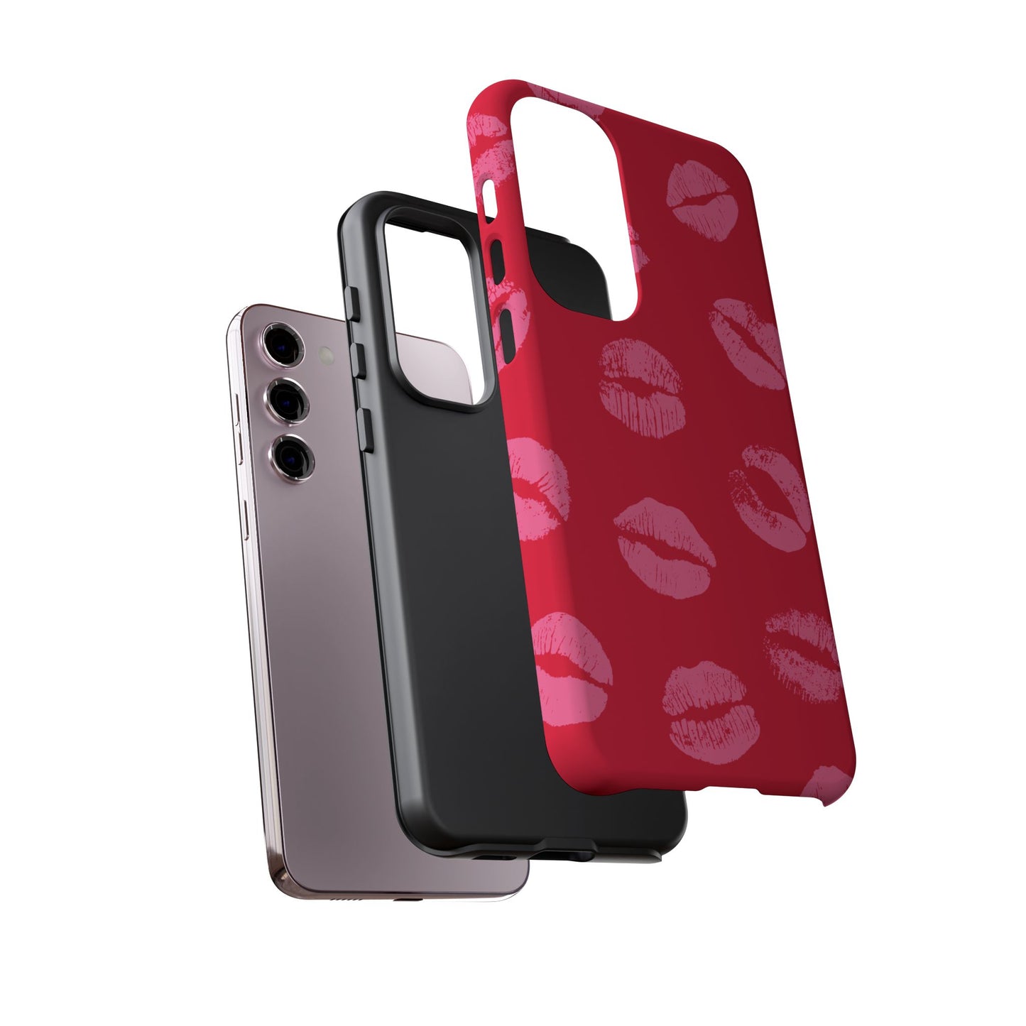 Lipstick Kisses Phone Case, Chic Tough Case for iPhone, Pixel, Galaxy, Stylish Gift for Girlfriend