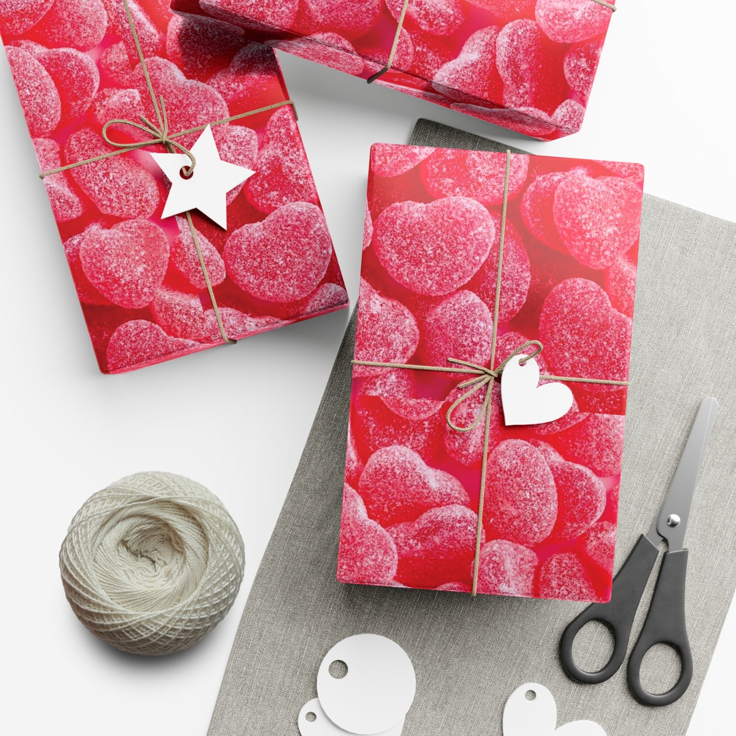 Pink Heart Gummy Candies Gift Wrapping Paper - Perfect Wrap for Valentine's Day, Birthdays and More - Gift for Loved Ones
