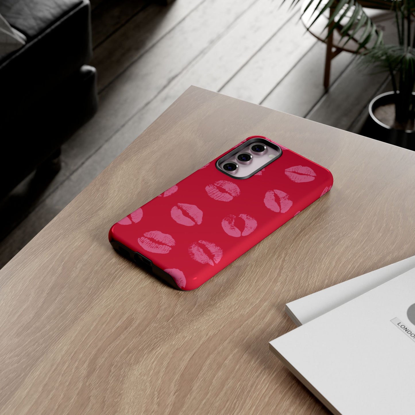 Lipstick Kisses Phone Case, Chic Tough Case for iPhone, Pixel, Galaxy, Stylish Gift for Girlfriend
