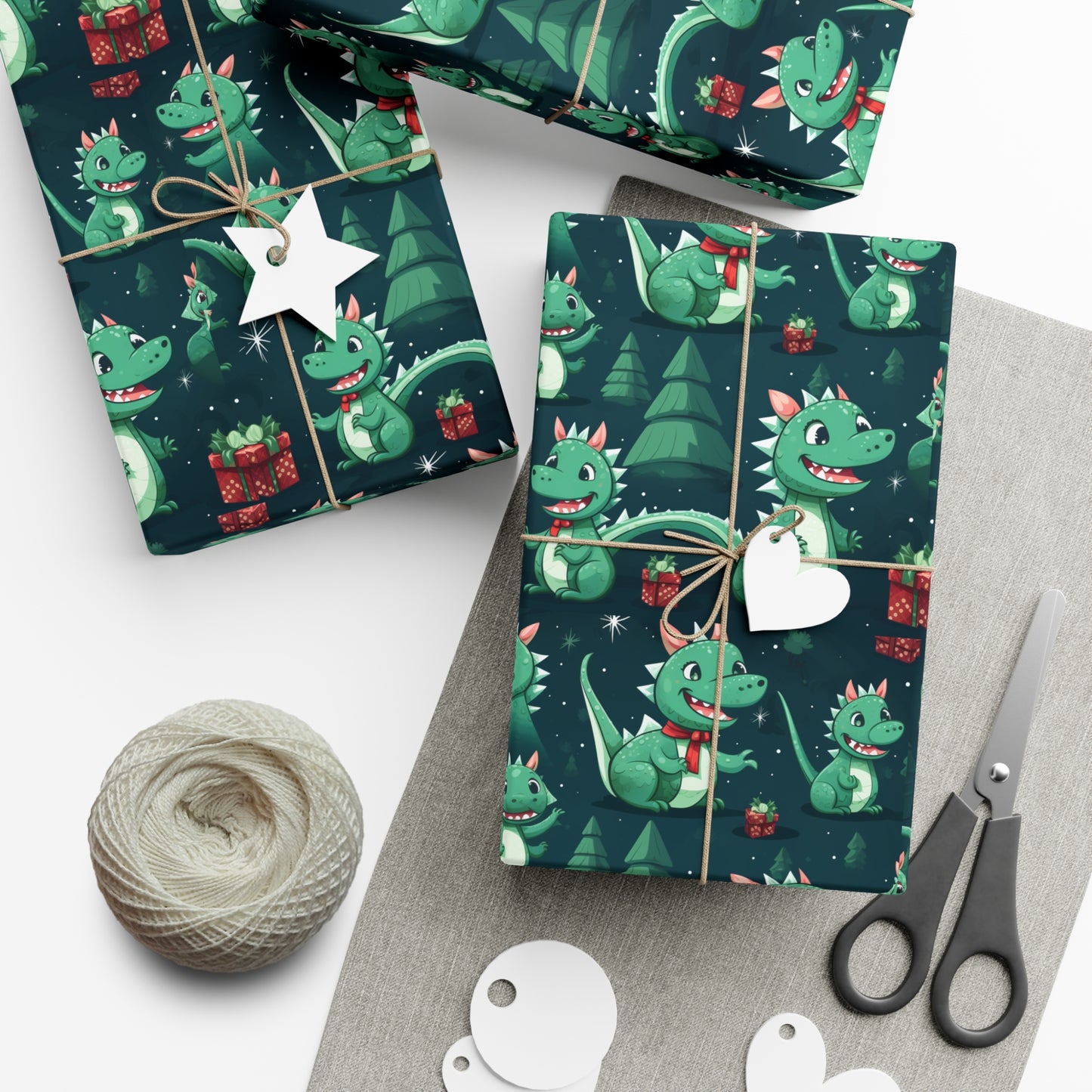 Green Dragon Gift Wrapping Paper - Eco-Friendly - Cute Sustainable and Premium Quality - Christmas, New Year or other special occasion