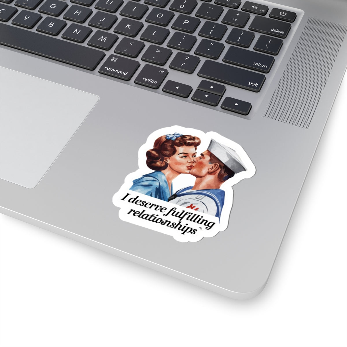 Affirmation Sticker, Attract and Manifest Love, Retro Romance Decal, I Deserve Fulfilling Relationships, Inspired by Iconic Kiss